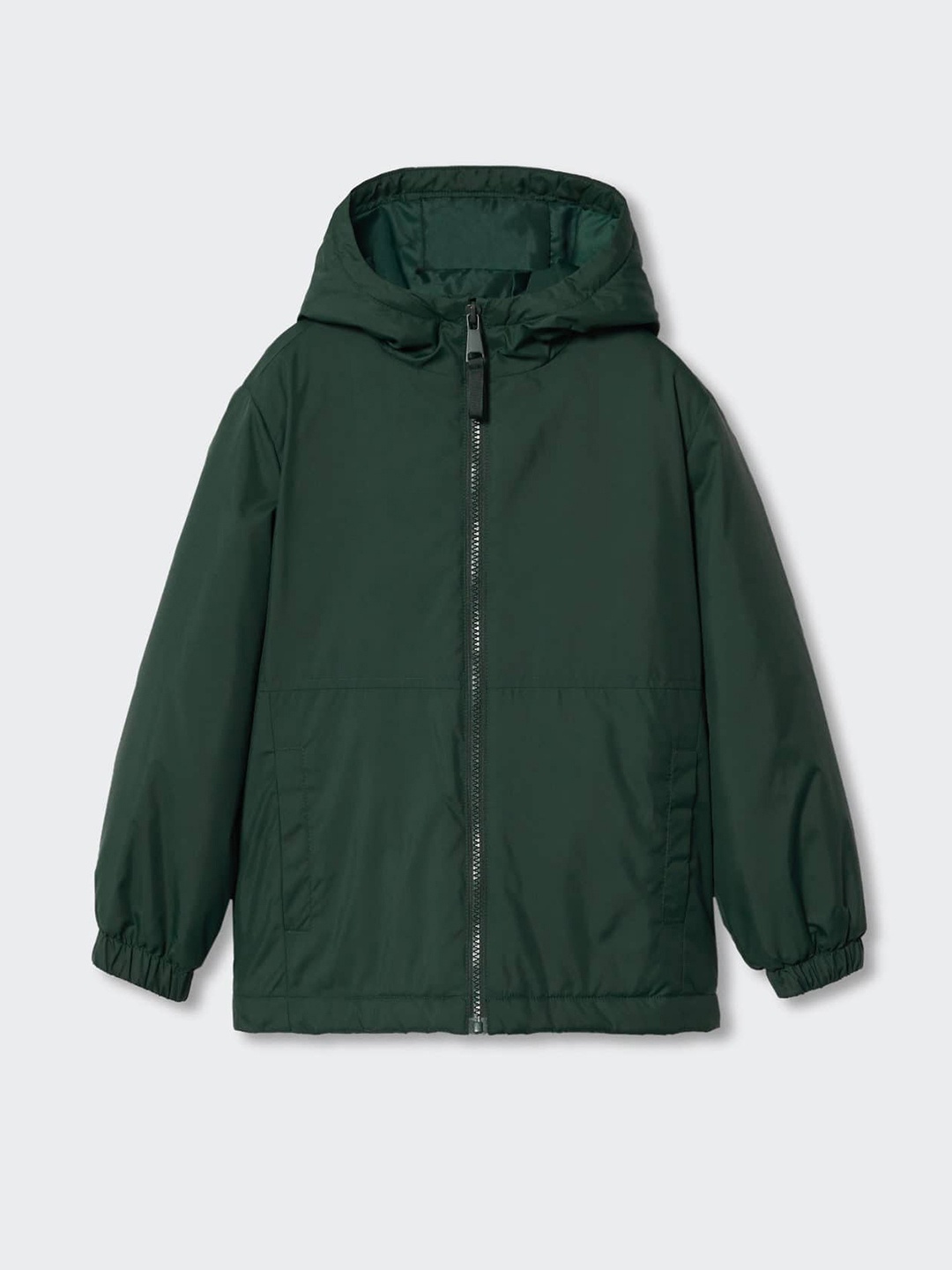 

Mango Kids Boys Olive Green Solid Hooded Padded Jacket