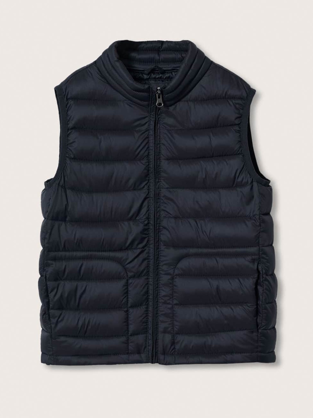 

Mango Kids Boys Navy Blue Solid Mock Collar Padded Jacket