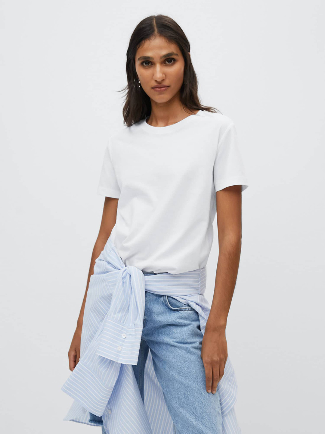 

MANGO Women White Pure Cotton T-shirt