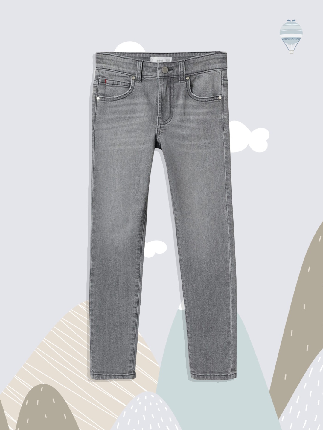 

Mango Kids Boys Grey Slim Fit Light Fade Stretchable Sustainable Jeans