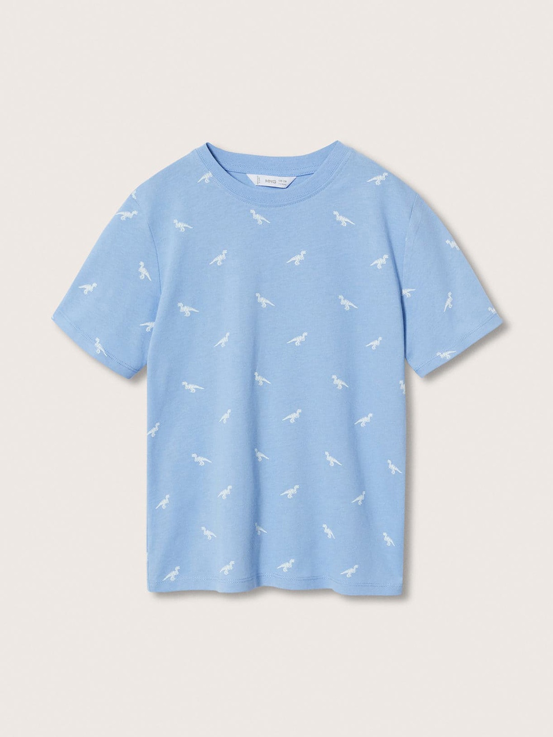 

Mango Kids Boys Blue & White Pure Cotton Conversational Printed Sustainable T-shirt