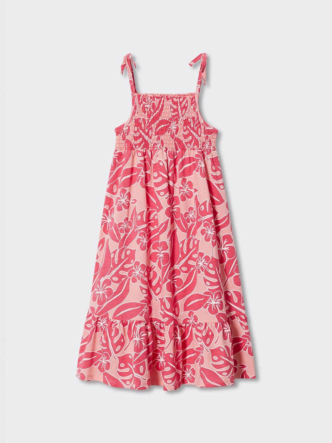 

Mango Kids Girls Pink & White Pure Cotton Floral Print Fit & Flare Sustainable Dress