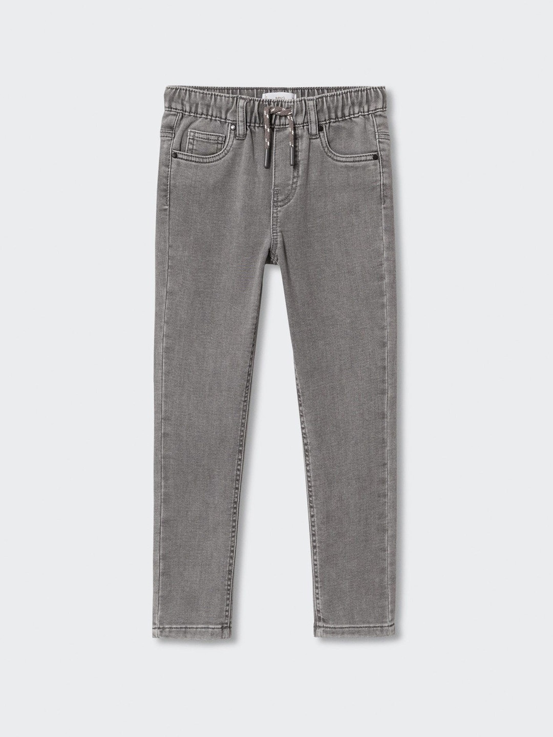 

Mango Kids Boys Grey Solid Sustainable Stretchable Light Fade Slim-Fit Jeans