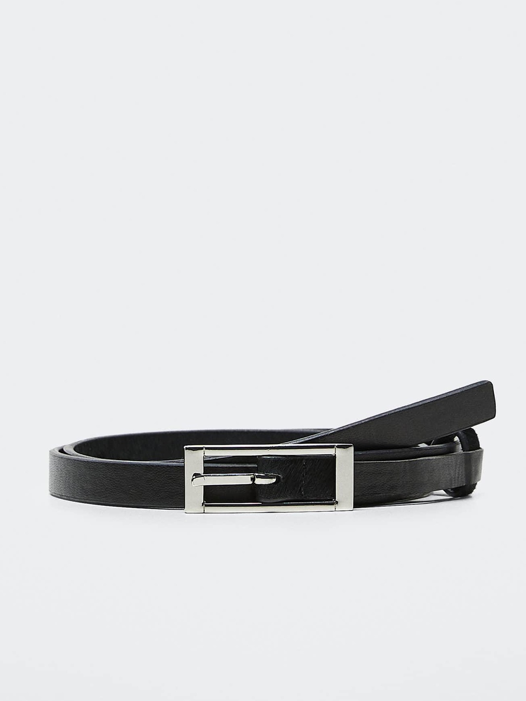 

MANGO Women Black Solid Slim Leather Belt