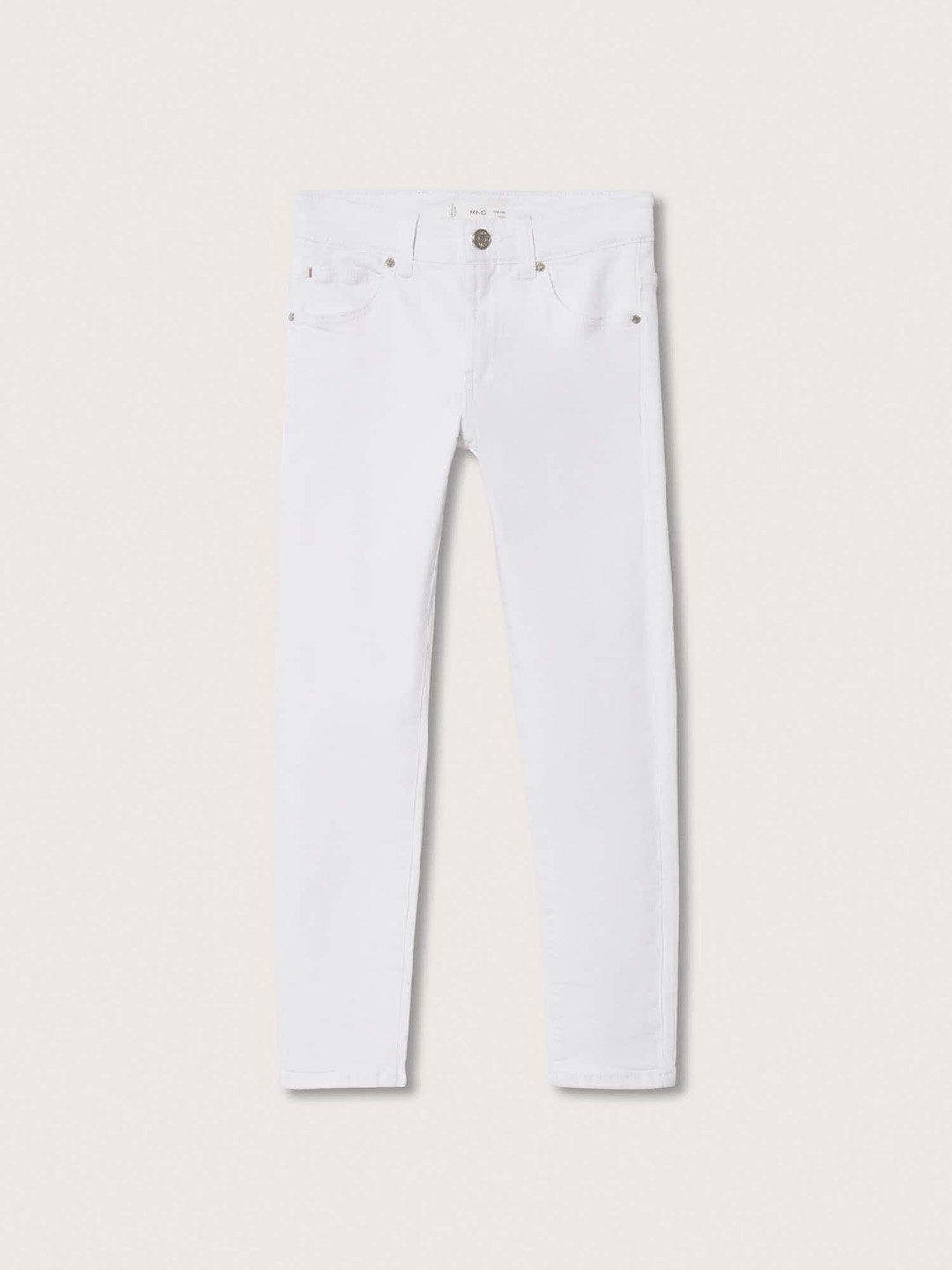 

Mango Kids Boys White Solid Sustainable Stretchable Light Fade Slim-Fit Jeans