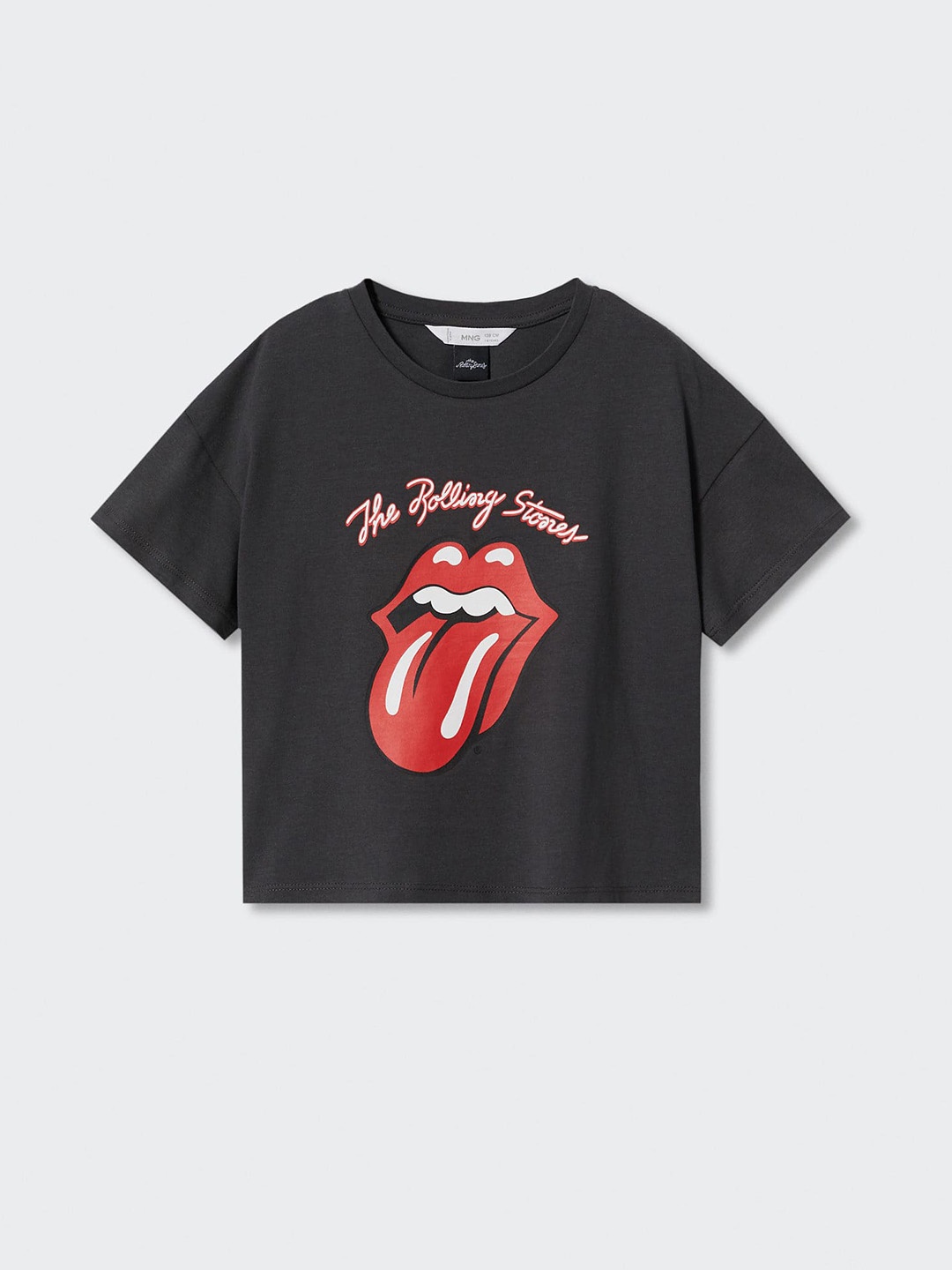 

Mango Kids Girls Grey & Pink Pure Cotton Graphic Printed Drop-Shoulder Sleeves T-shirt