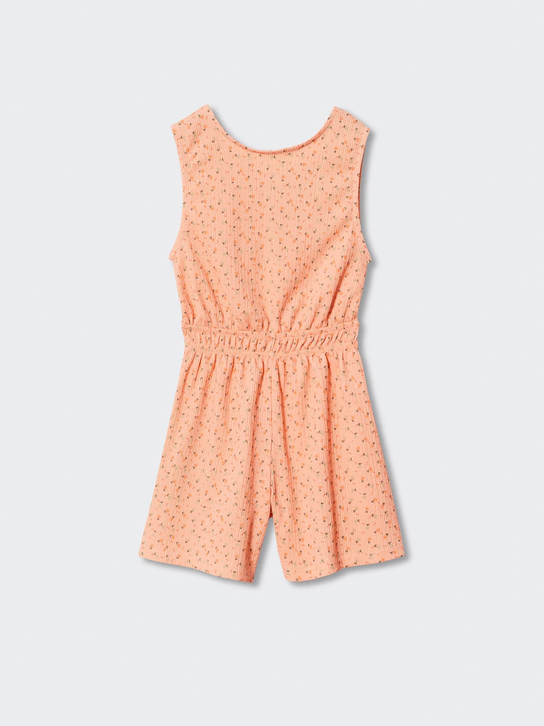 

Mango Kids Girls Peach-Coloured & Green Printed Sustainable Playsuit