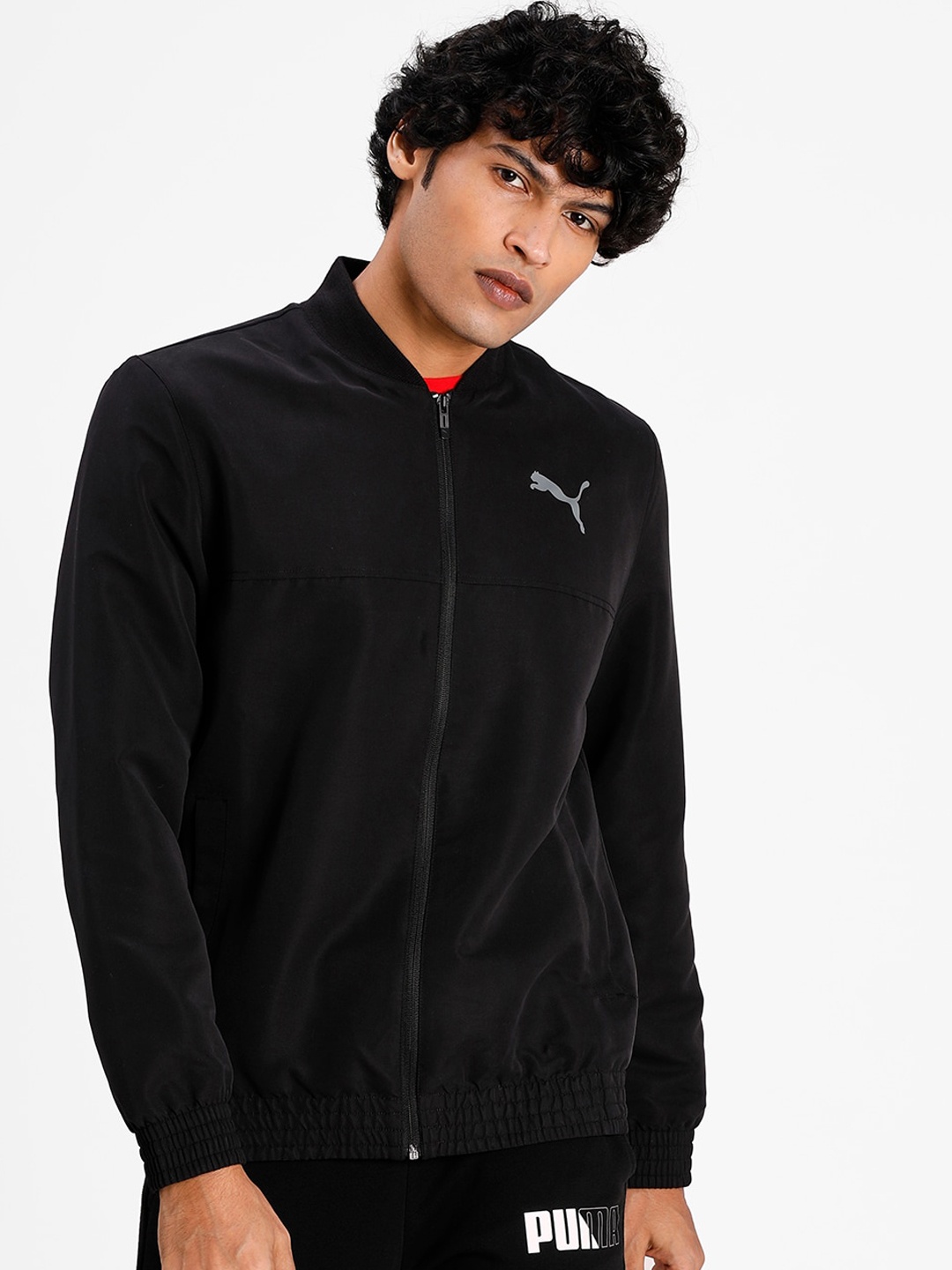 

Puma Men Black Brand Logo Bomber Jacket