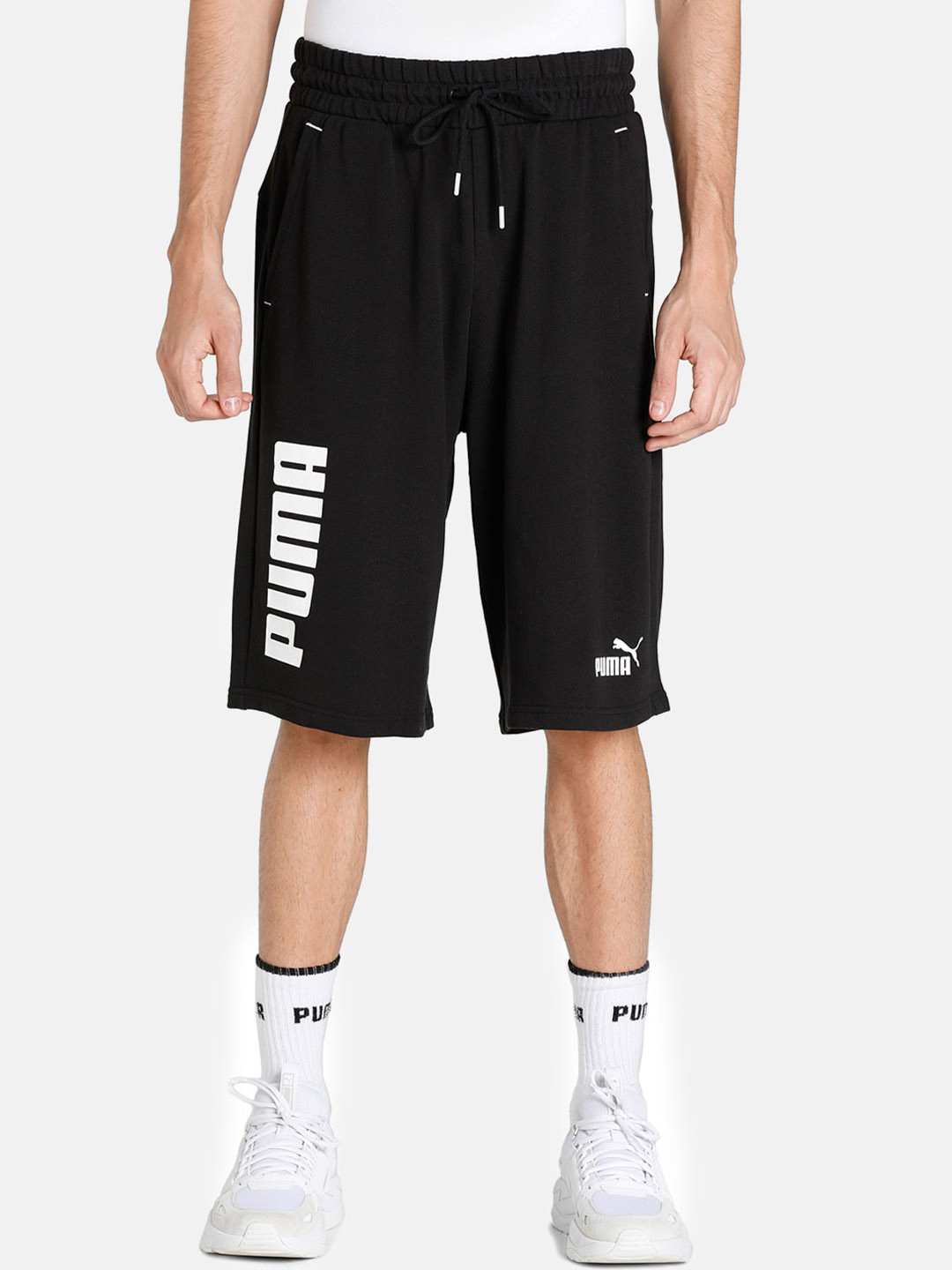 

Puma Men Black Typography Printed Loose Fit Shorts