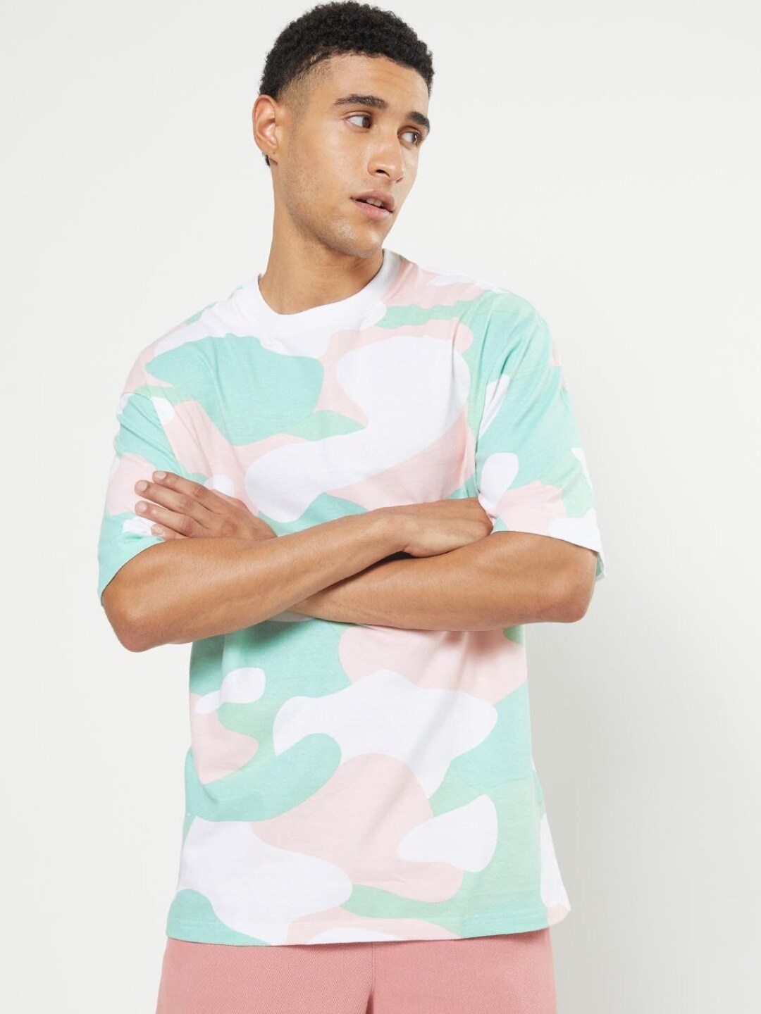 

Bewakoof Men White Dyed Loose T-shirt