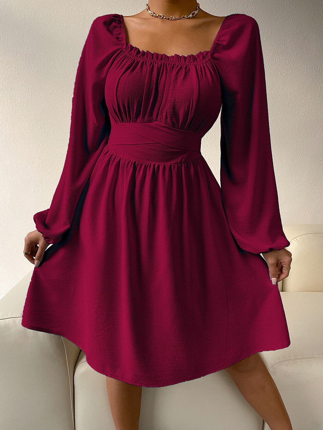 

StyleCast Maroon A-Line Dress