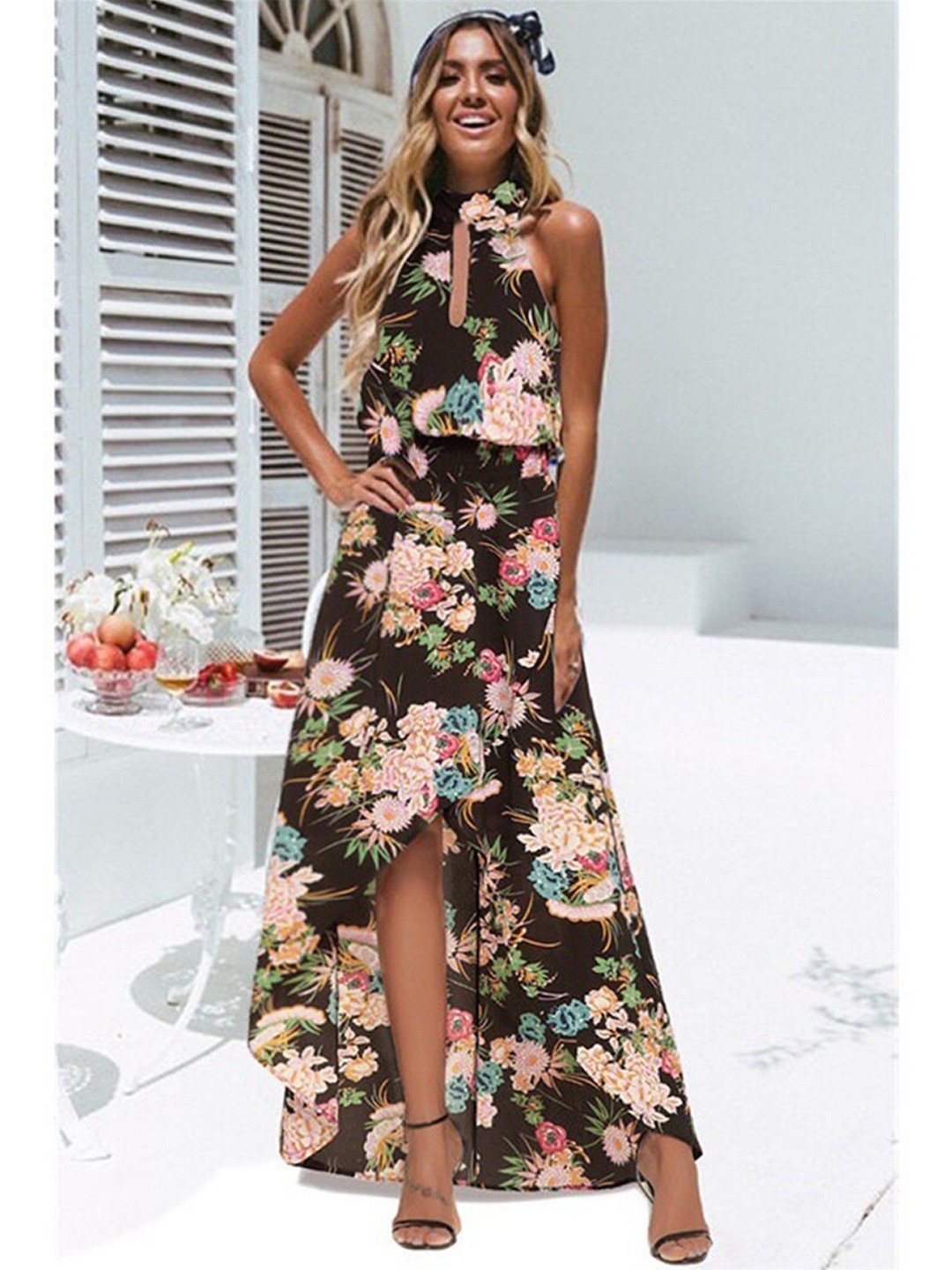 

BoStreet Black Floral Maxi Dress