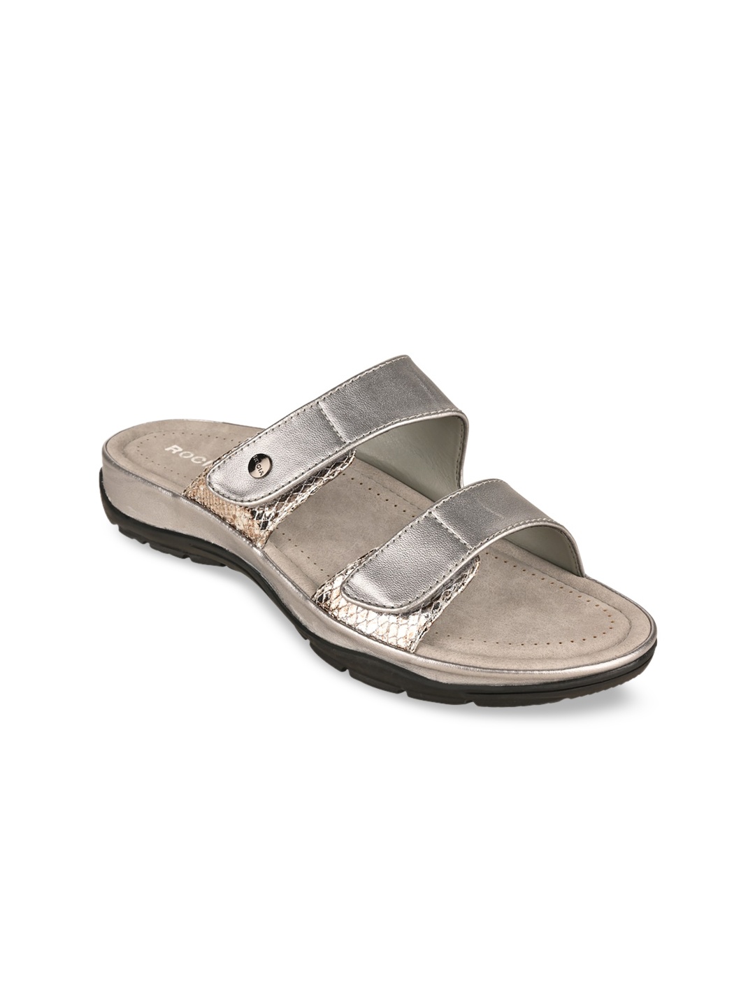 

Rocia Women Gunmetal-Toned Open Toe Flats, Metallic