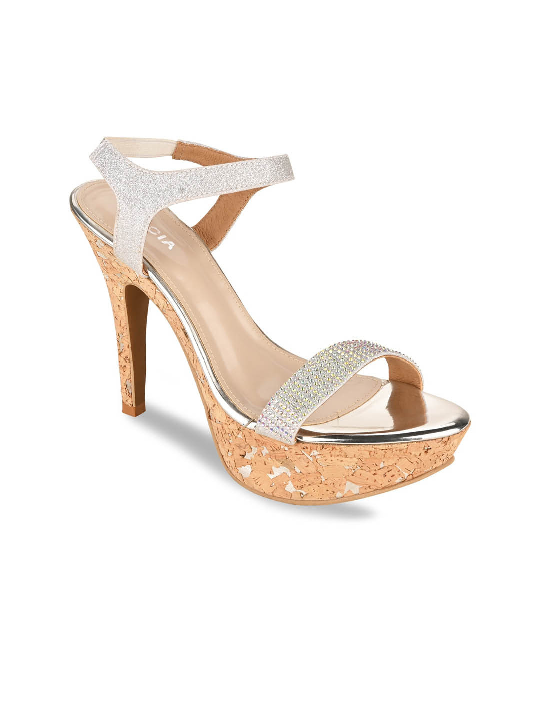 

Rocia Silver-Toned Embellished Party High-Top Platform Sandals