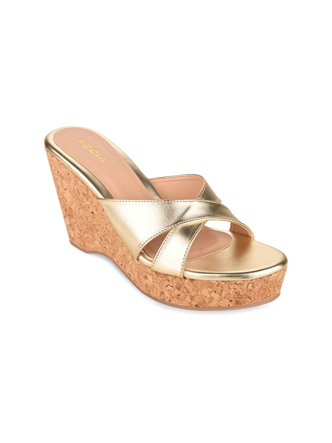 

Rocia Women Gold-Toned High-Top Wedge Sandals