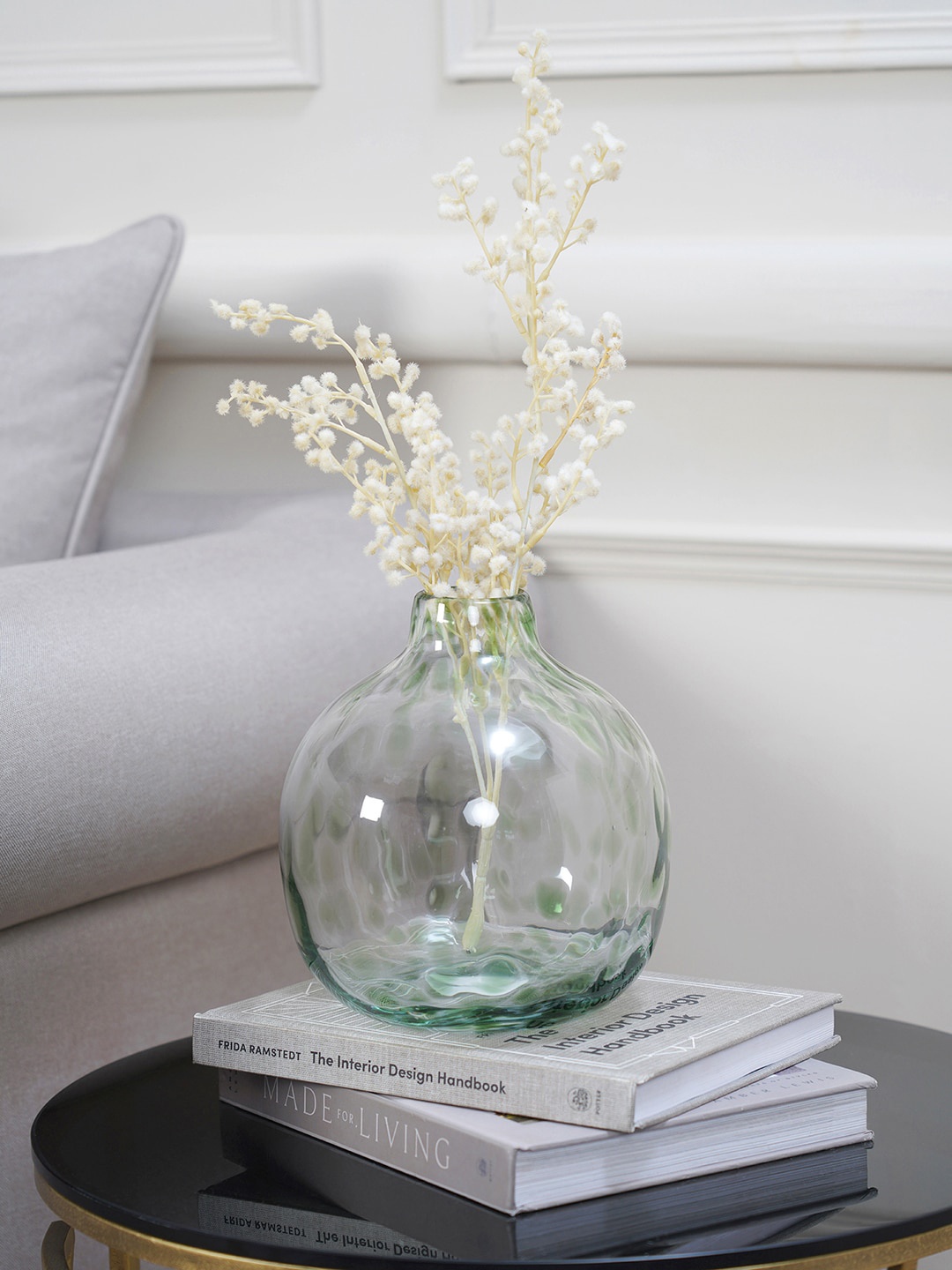 

Pure Home and Living Green Dotted Round Flower Vase