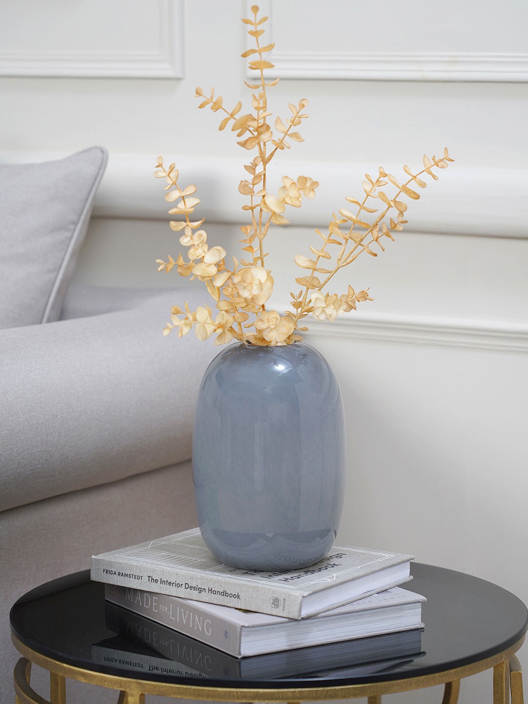 

Pure Home and Living Ivory Grey Solid Flower Glass Vases