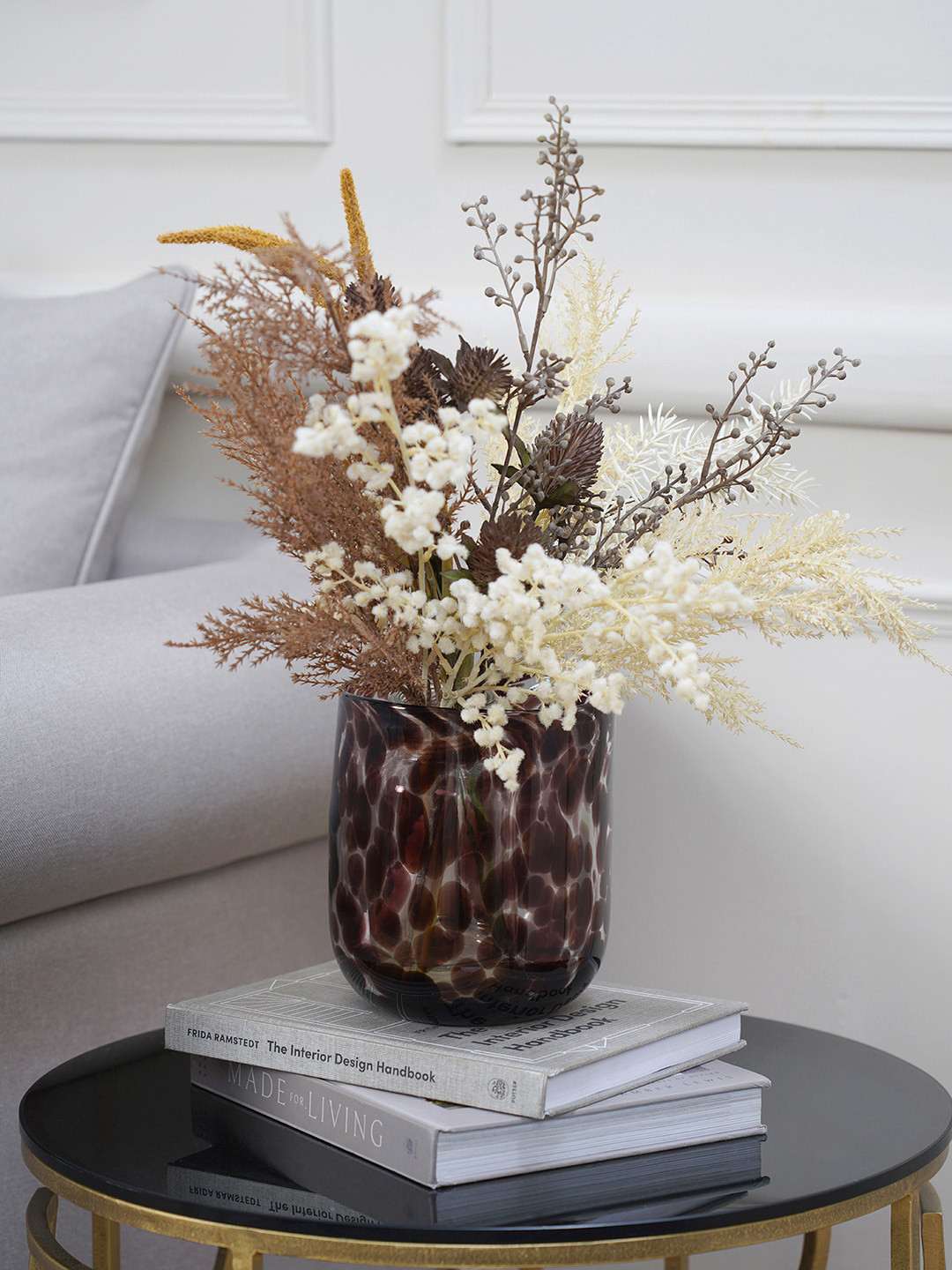 

Pure Home and Living Brown & White Printed Glass Flower Vases
