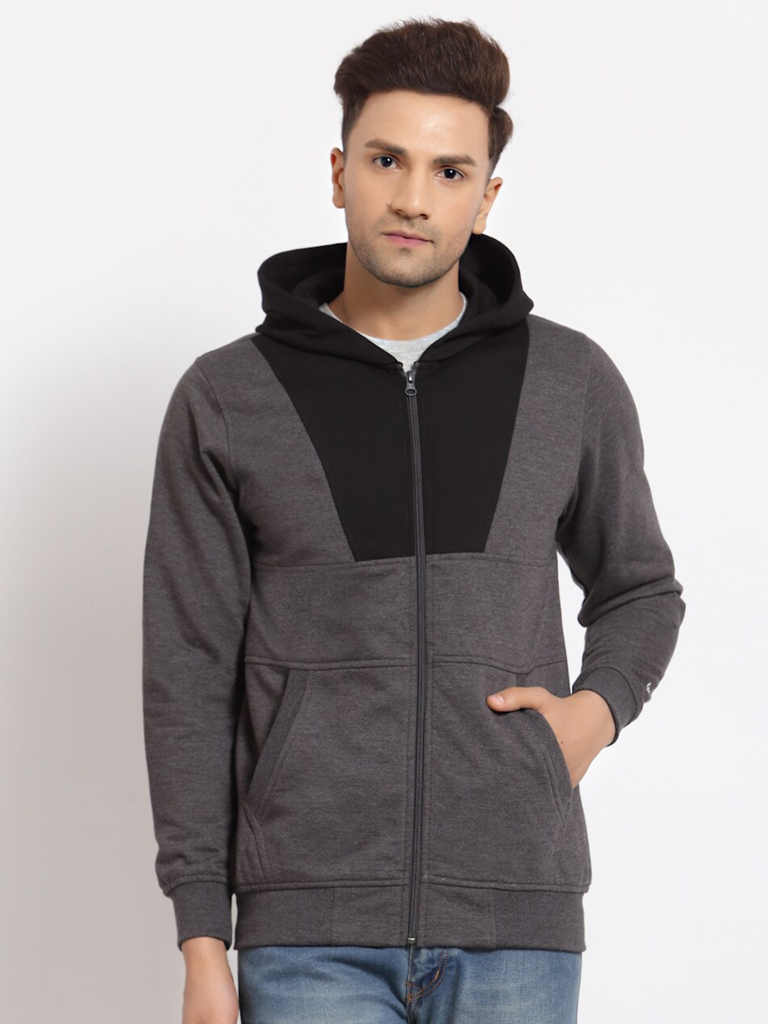 

Kalt Men Grey Hooded Jacket