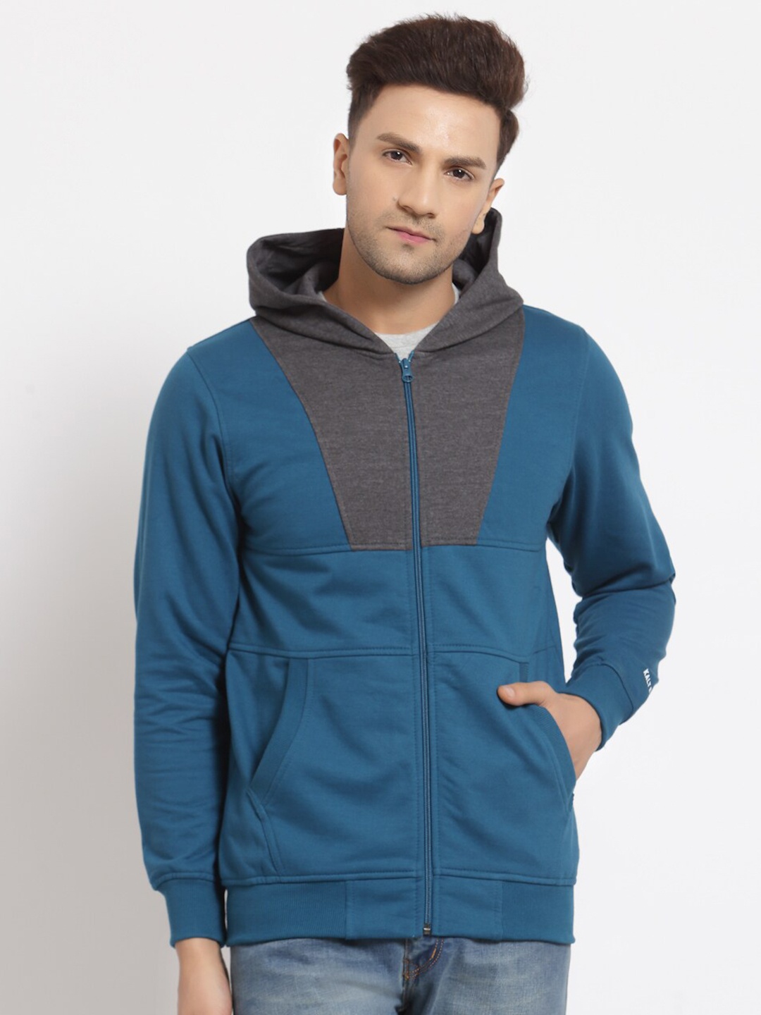 

Kalt Men Teal Hooded Sweatshirt