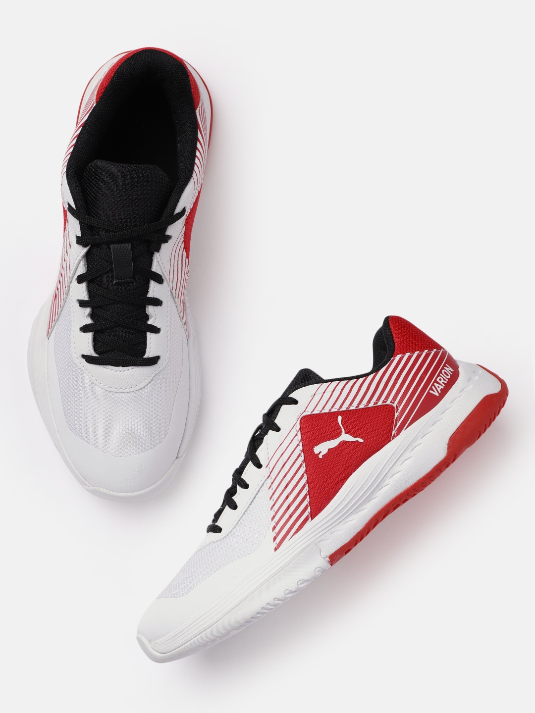 

Puma Unisex White & Red Varion Indoor Badminton Non-Marking Shoes