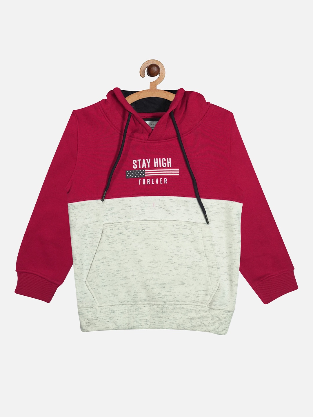 

Octave Boys Red Colourblocked hooded Sweatshirt