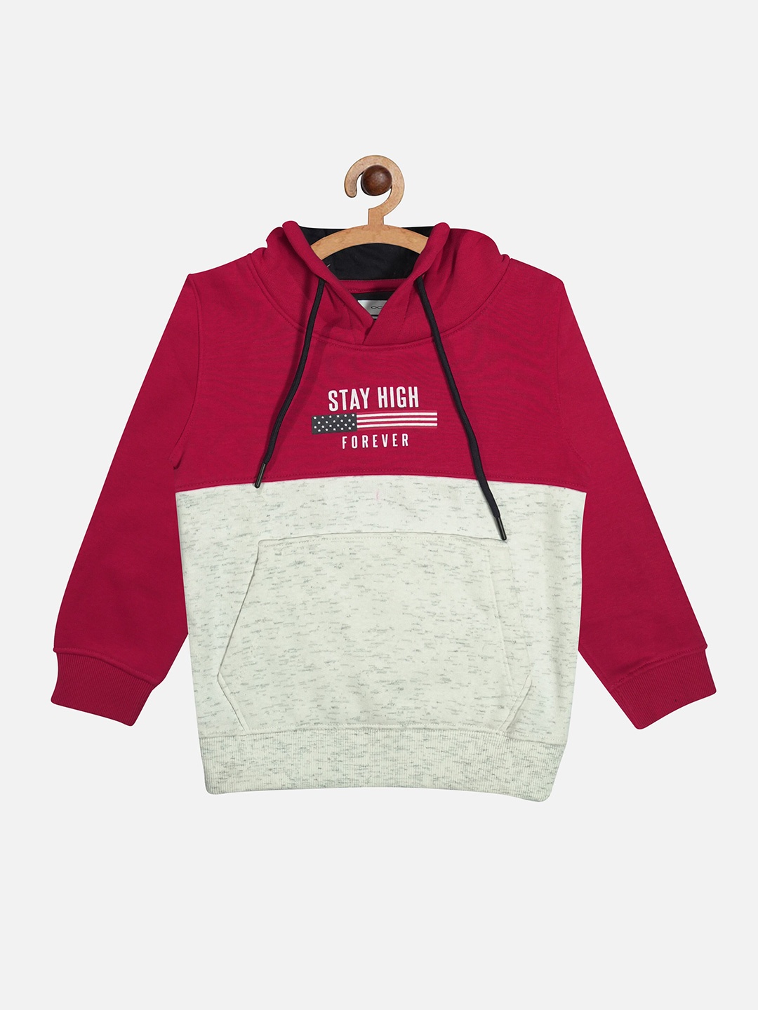 

Octave Boys Red Colourblocked hooded Sweatshirt