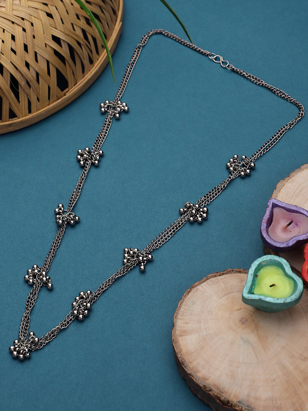

KACY Silver-Toned Silver-Plated Oxidised Chain