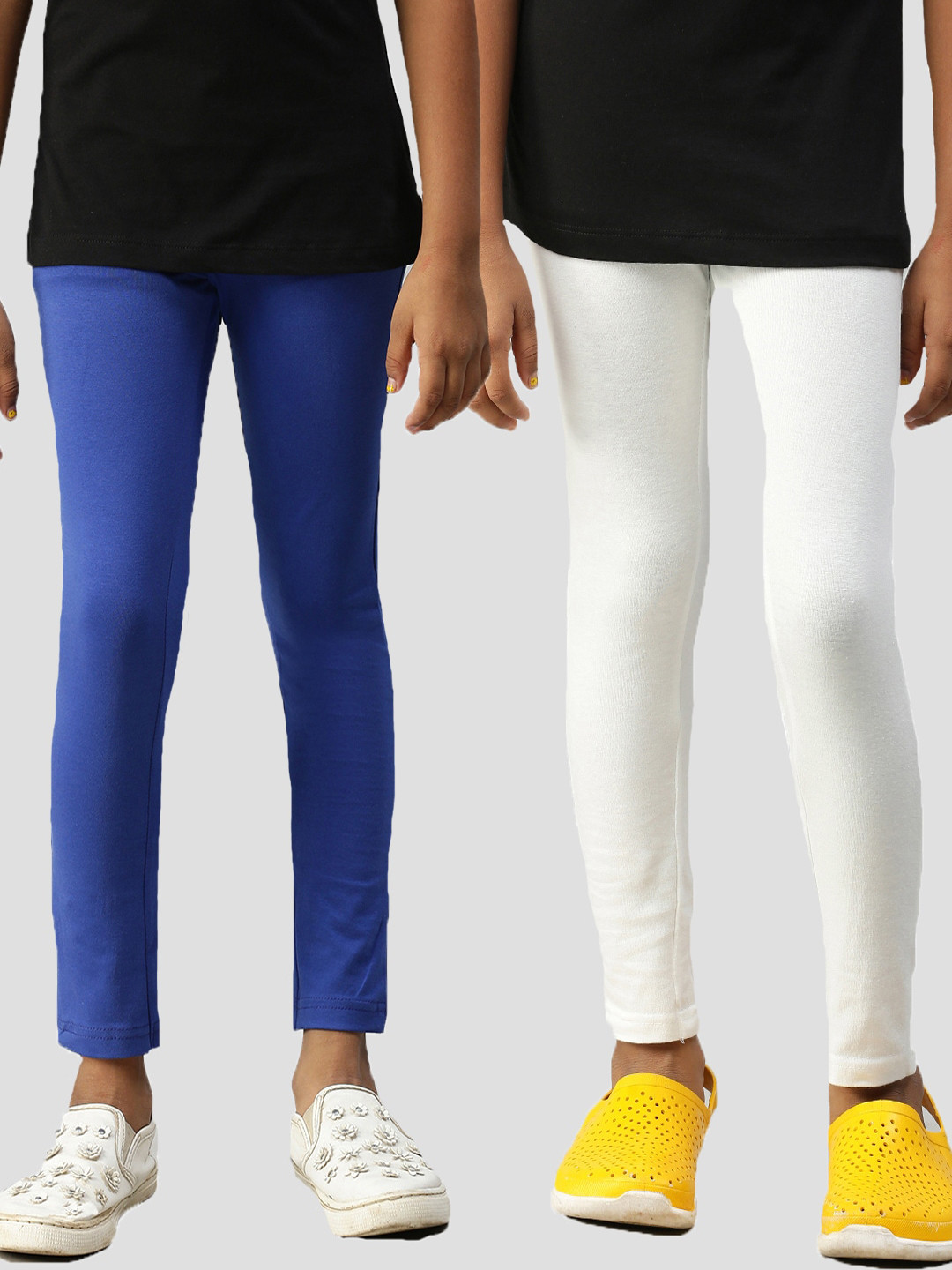 

Kryptic Girls Blue & White Set of 2 Casual Cotton stretch leggings