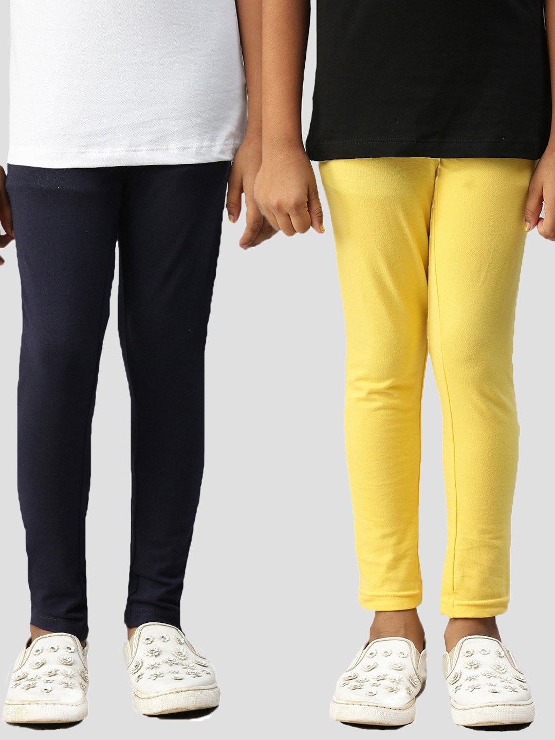 

Kryptic Girls Pack Of 2 Solid Ankle-Length Leggings, Navy blue