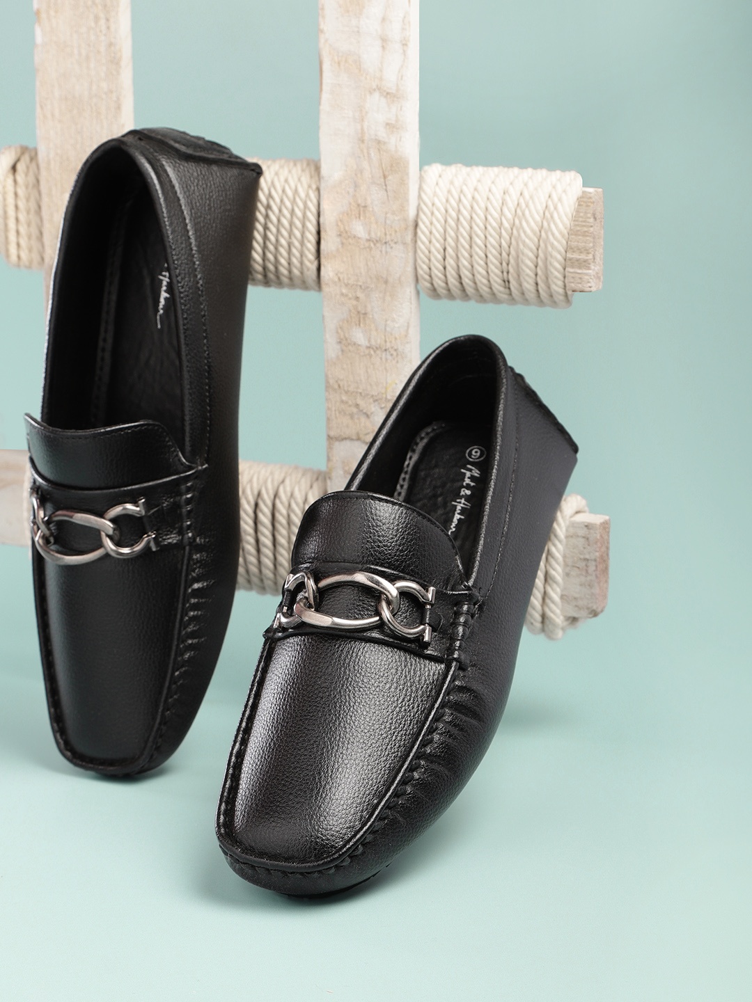 

Mast & Harbour Men Embellished Driving Shoes, Black