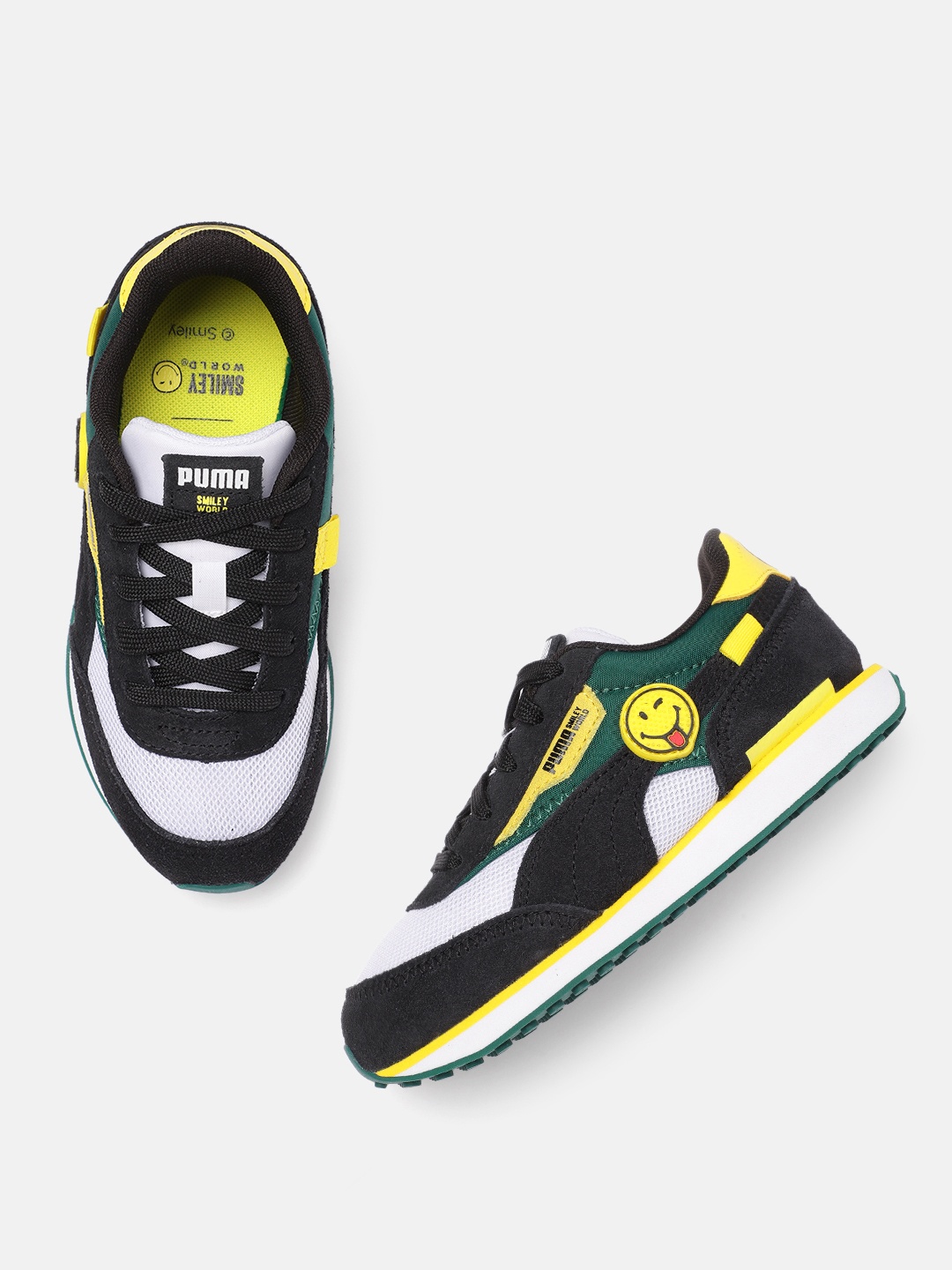 

PUMA x SMILEYWORLD Unisex Kids Colourblocked Sneakers, Black