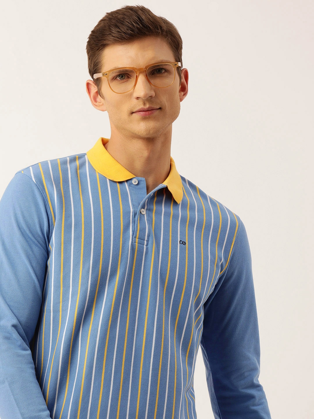 

Peter England Striped Polo Collar Casual T-shirt, Blue