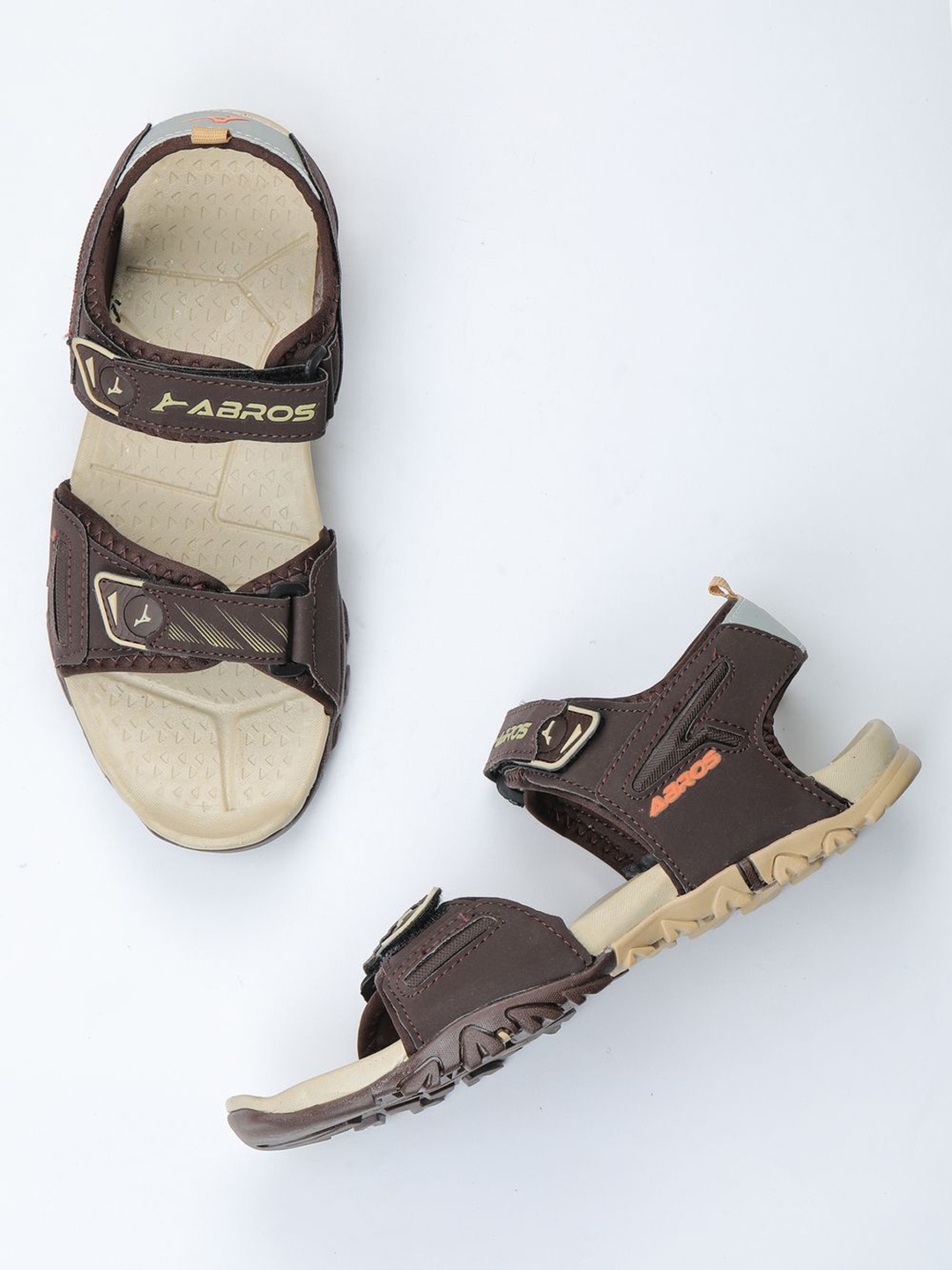 

ABROS Men Brown & Beige Solid Sports Sandal