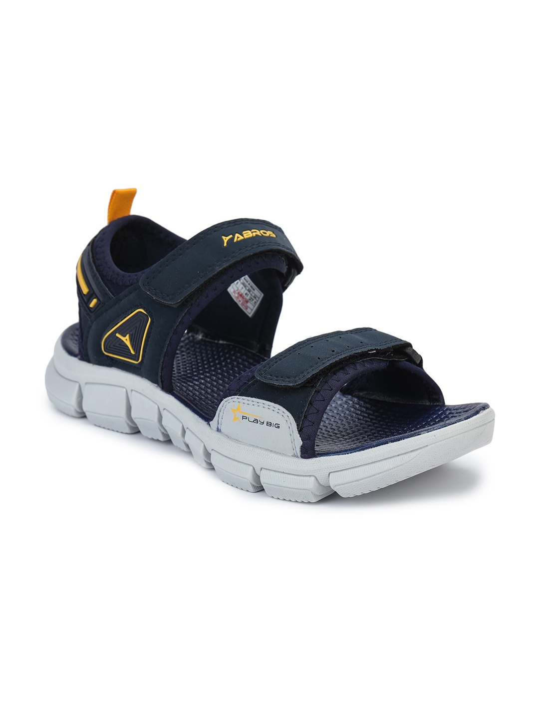 

ABROS Men Navy Blue & Mustard Yellow Patterned Sports Sandals