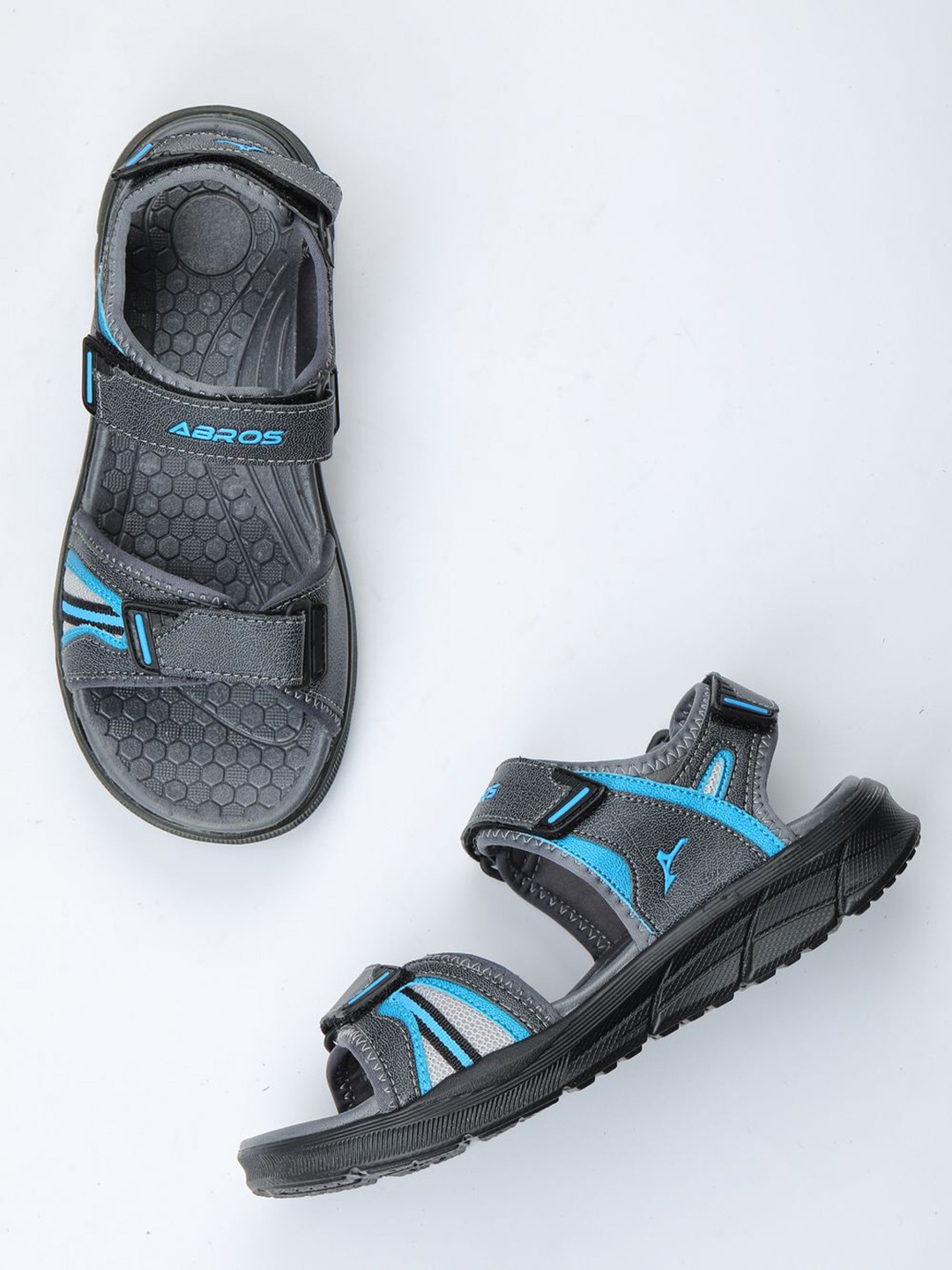 

ABROS Men Grey & Blue Solid Sports Sandal