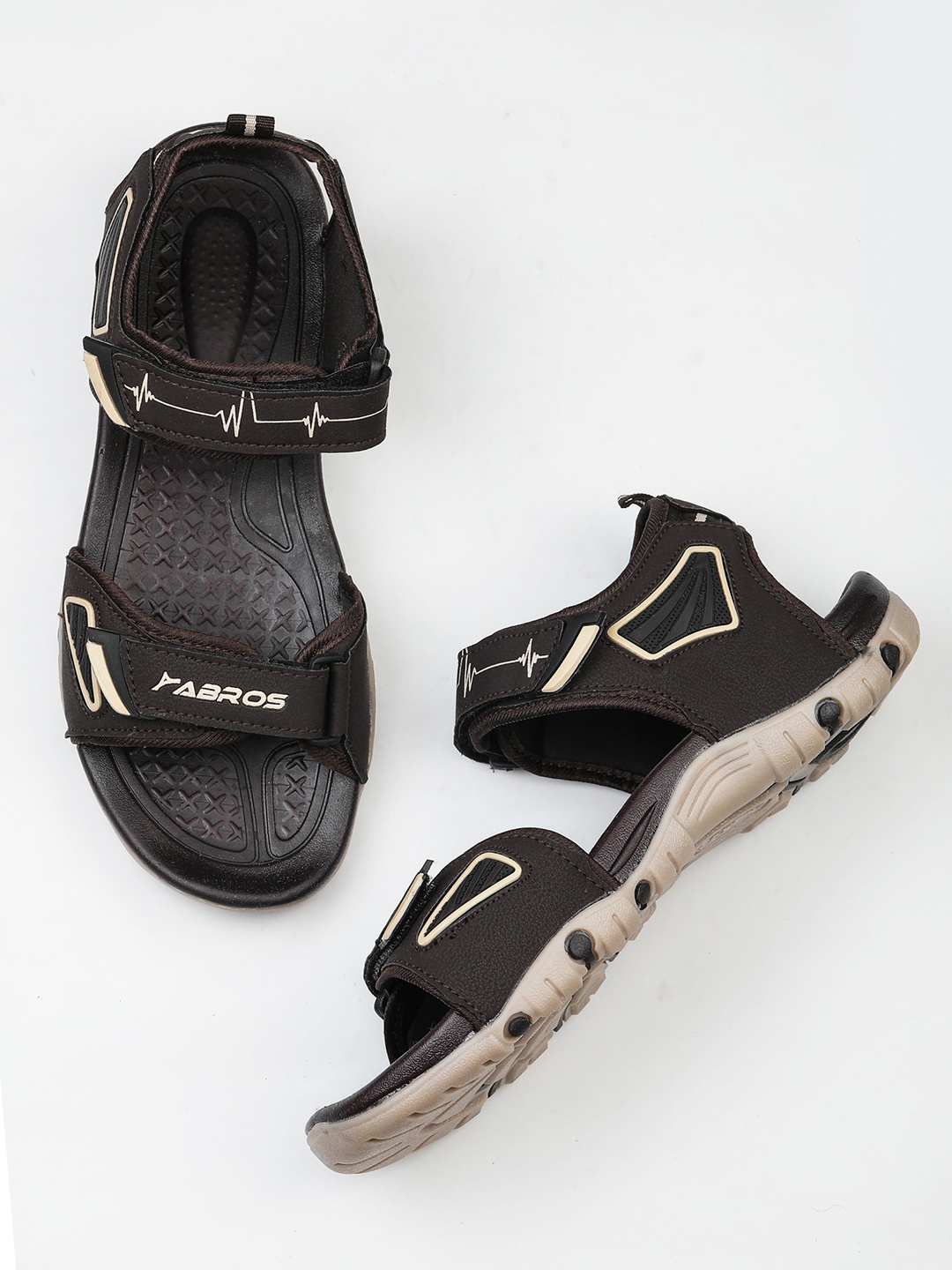 

ABROS Men Brown Textueed Sports Sandal