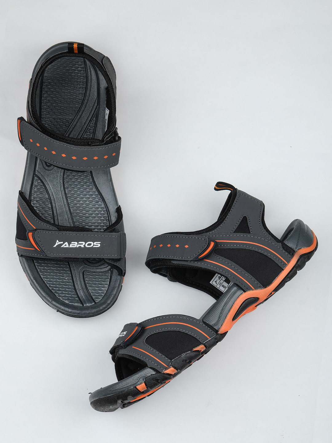 

ABROS Men Grey Solid Sports Sandals