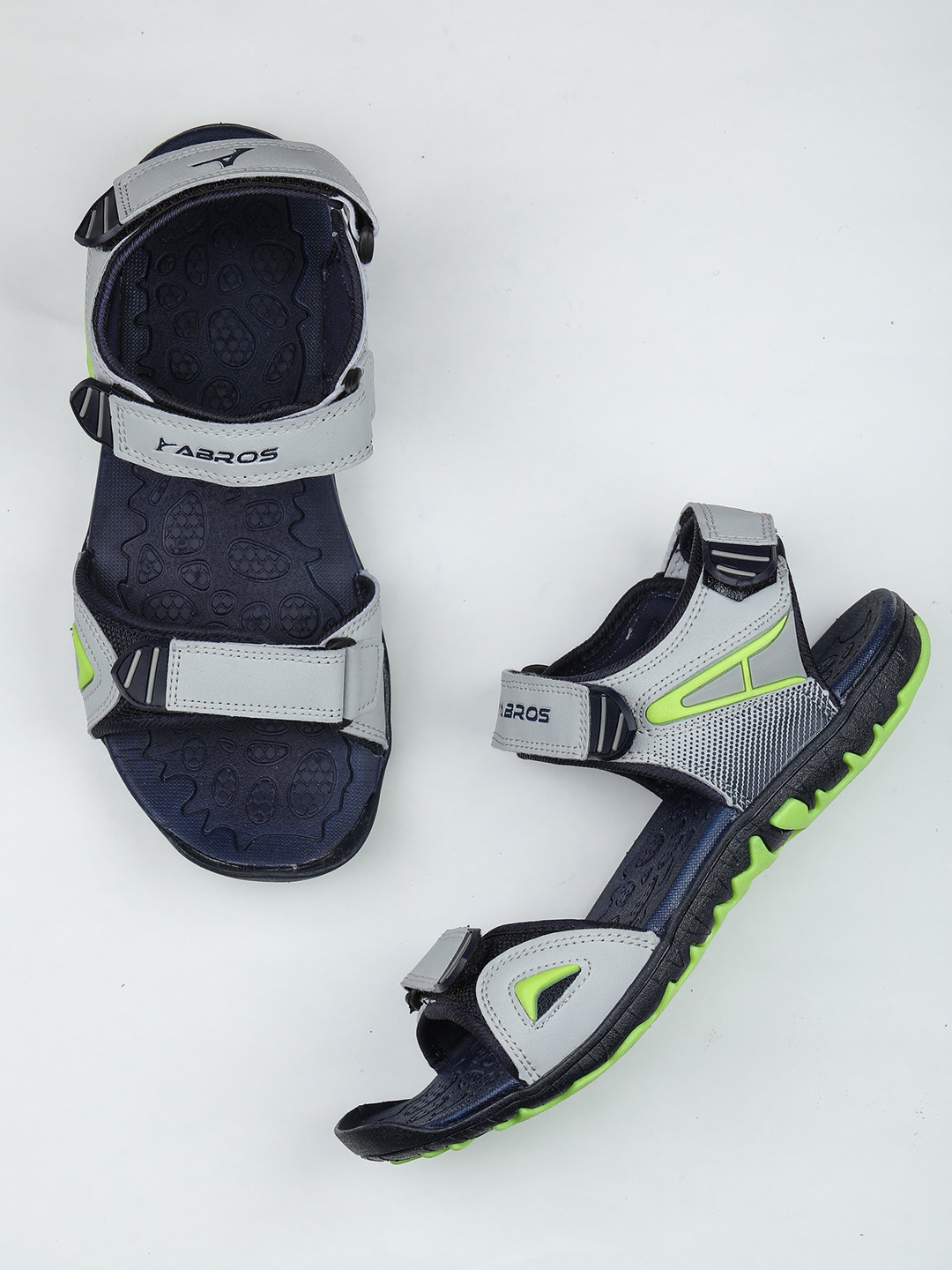 

ABROS Men Grey & Green Comfort Sandals