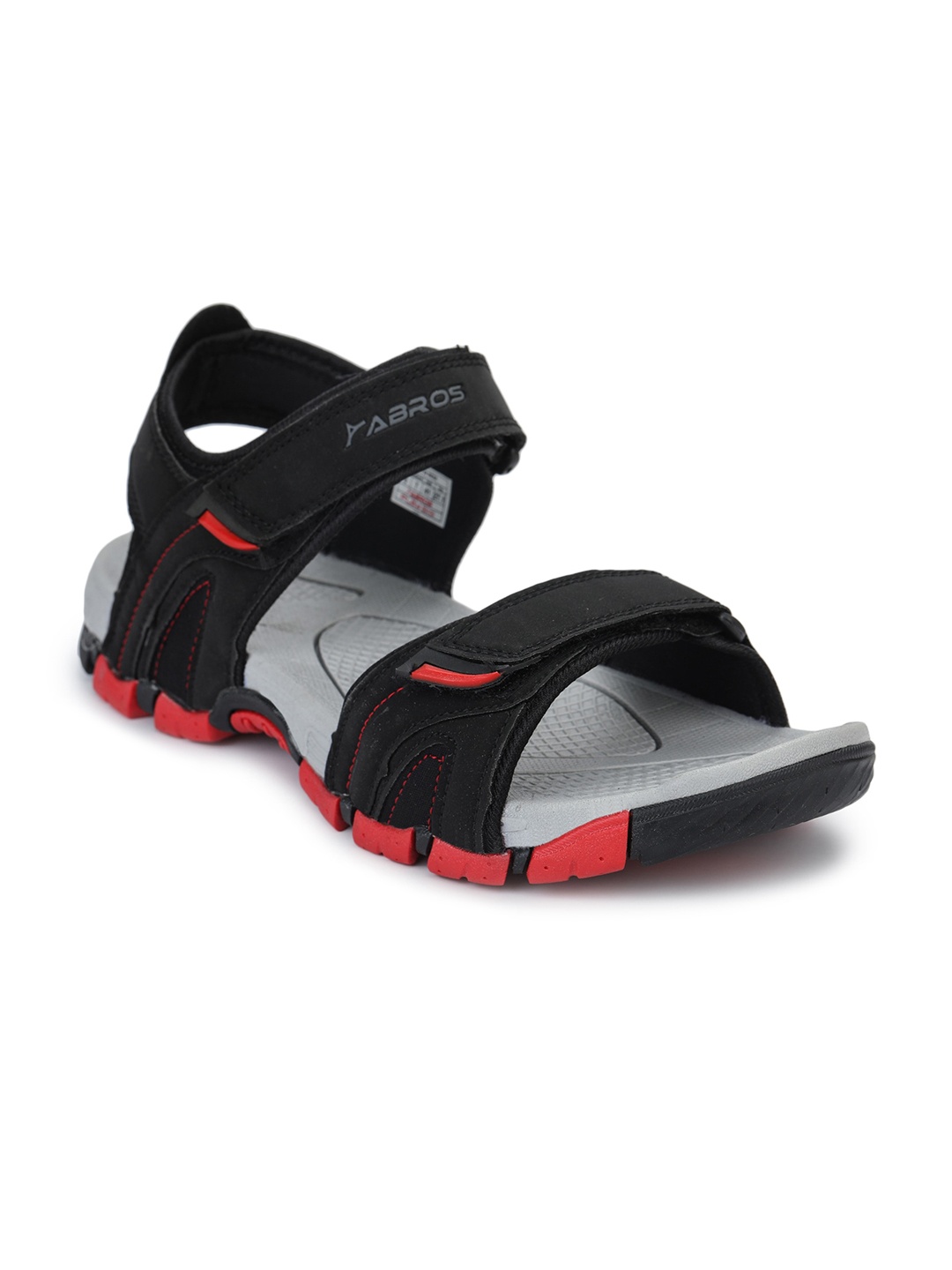 

ABROS Men Black & Red Solid Sports Sandals