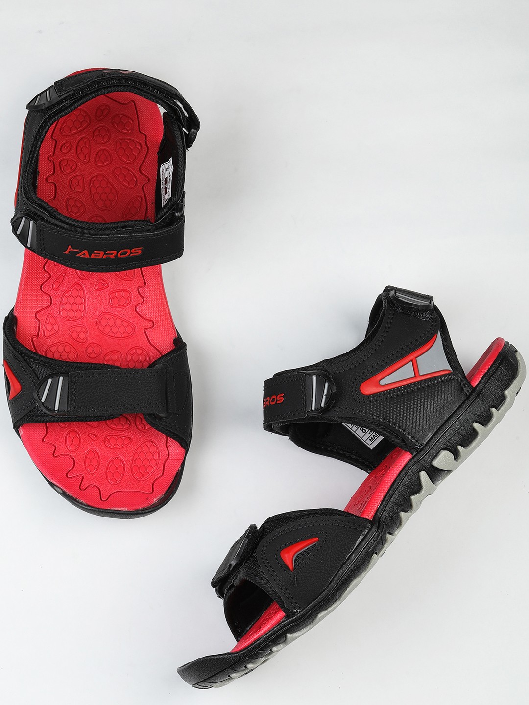 

ABROS Men Black & Red Solid Sports Sandals