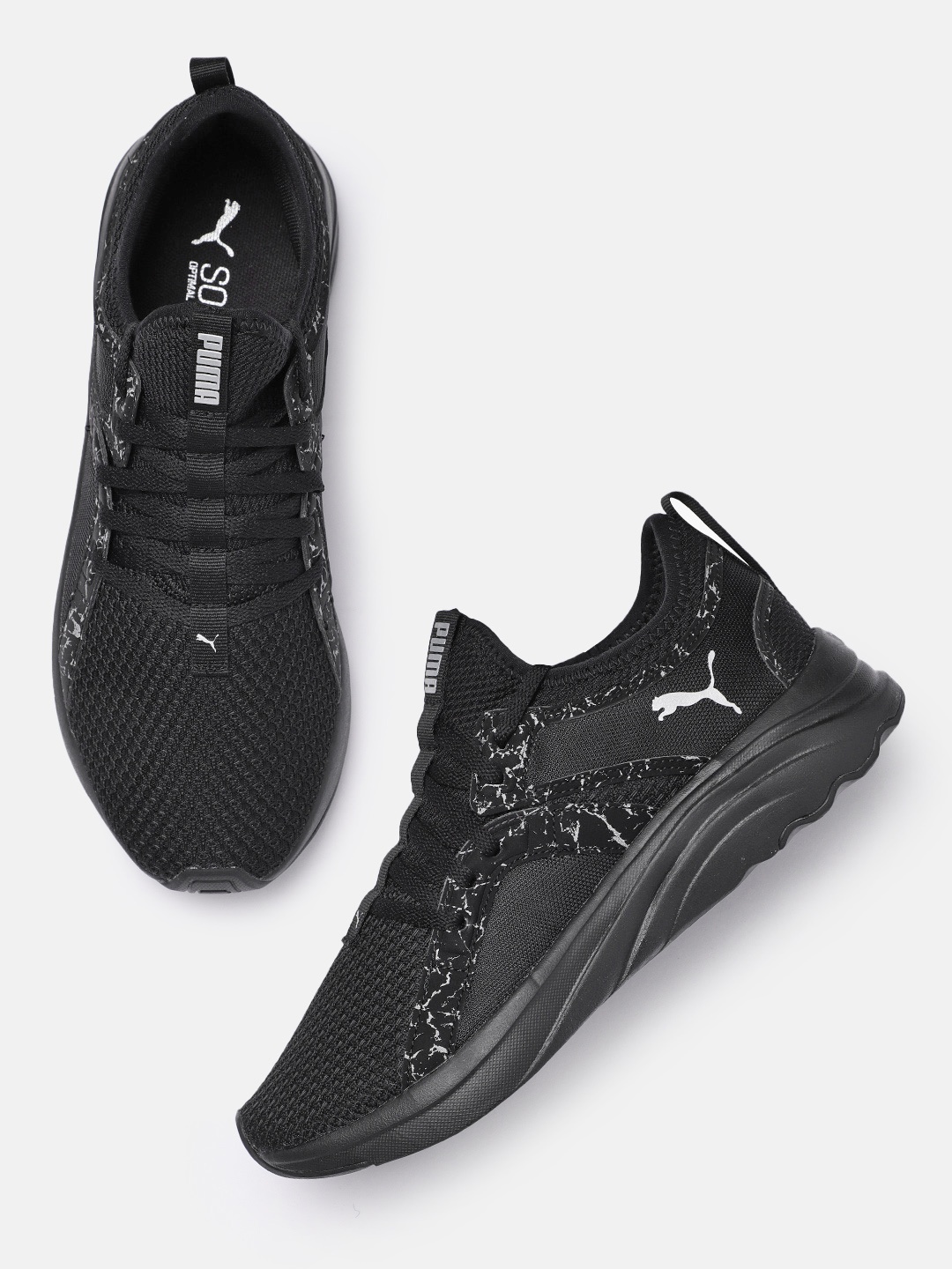 

Puma Women Black Softride Sophia Marble Running Shoes