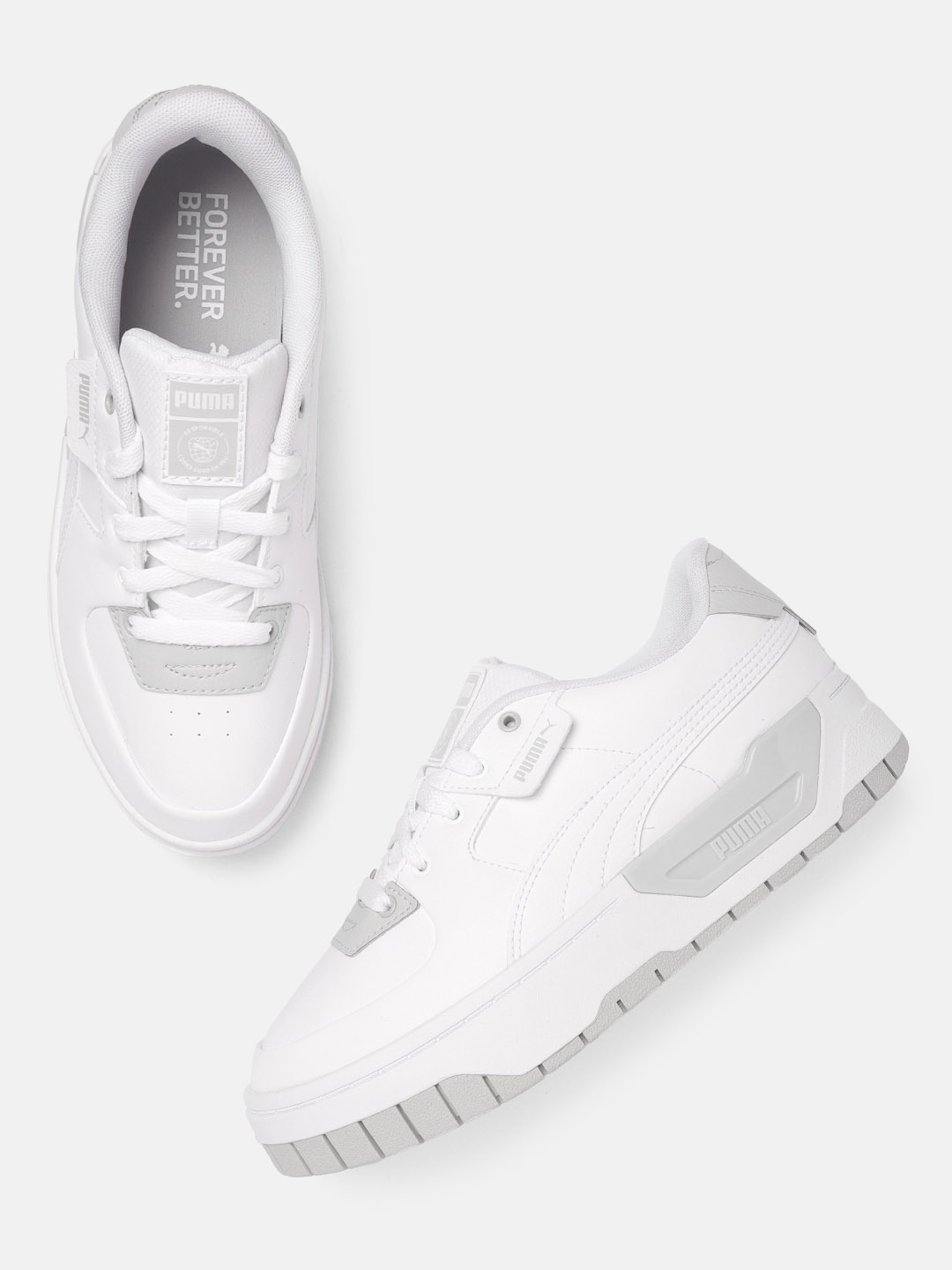 

Puma Women White & Grey Cali Dream Re-Style Perforations Sneakers Excluding Trims