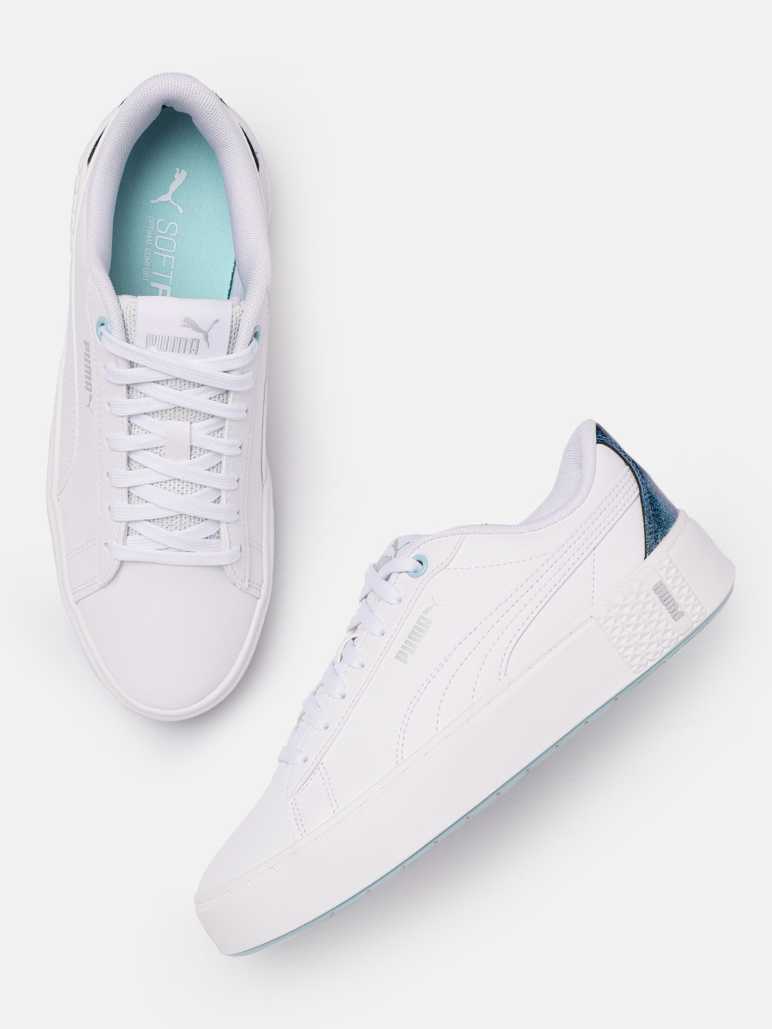 

Puma Women White Smash Platform v2 Night Out SOFTFOAM Sneakers