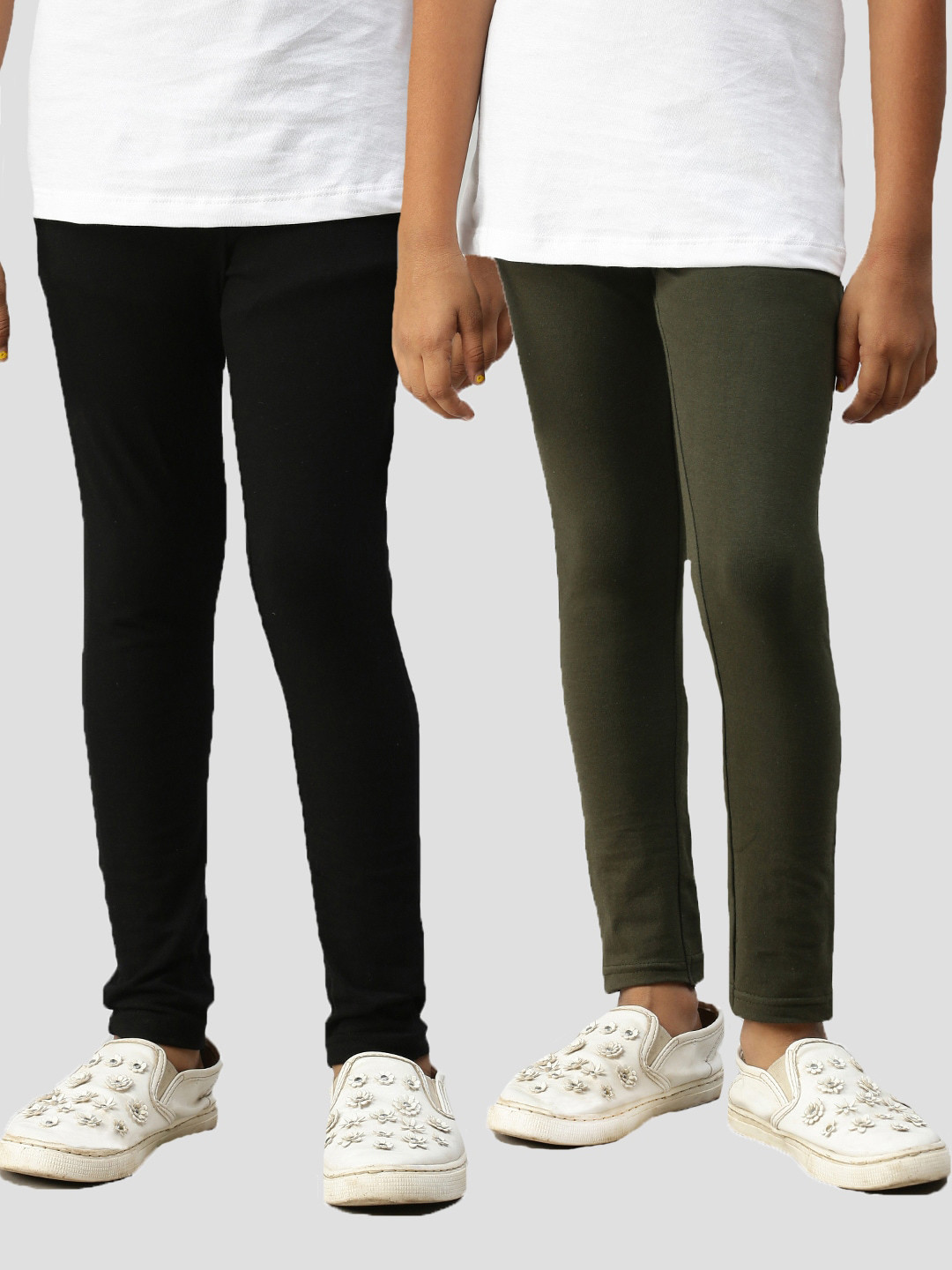 

Kryptic Girls Pack Of 2 Solid Ankle-Length Leggings, Black