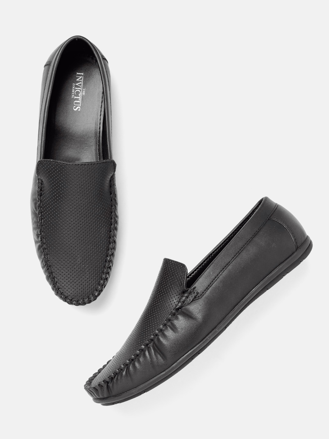 

INVICTUS Men Perforated Loafers, Black