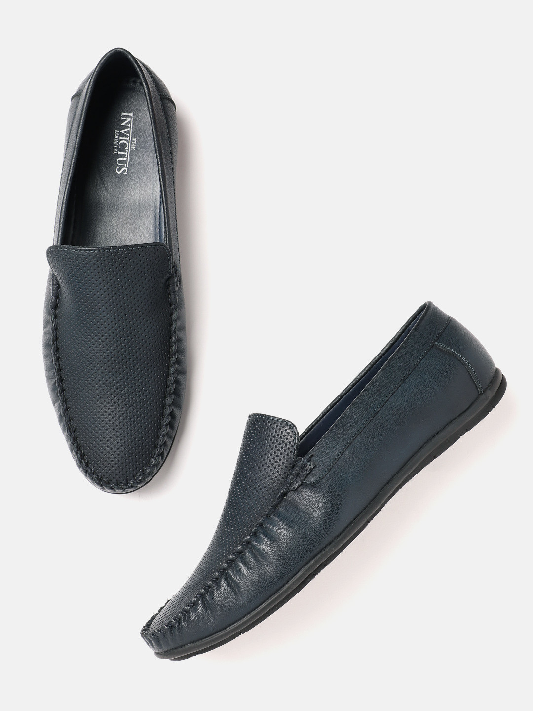 

INVICTUS Men Perforated Loafers, Navy blue