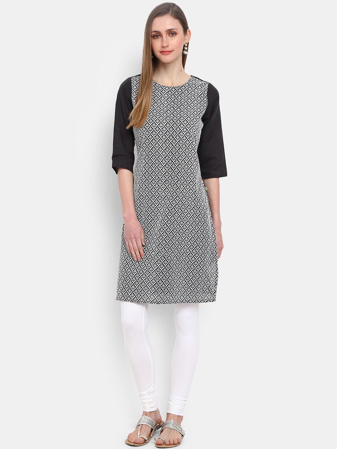 

Desi Mix Women Grey Floral Printed Kurta