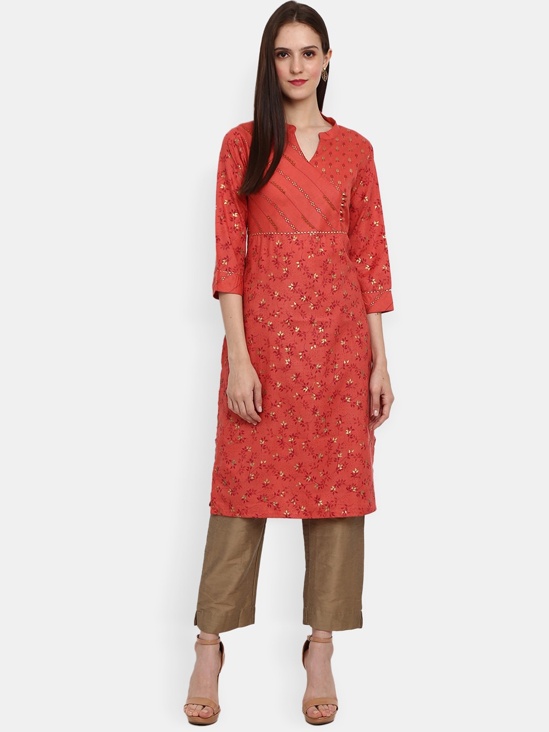 

Desi Mix Women Red Ethnic Motifs Printed Kurta