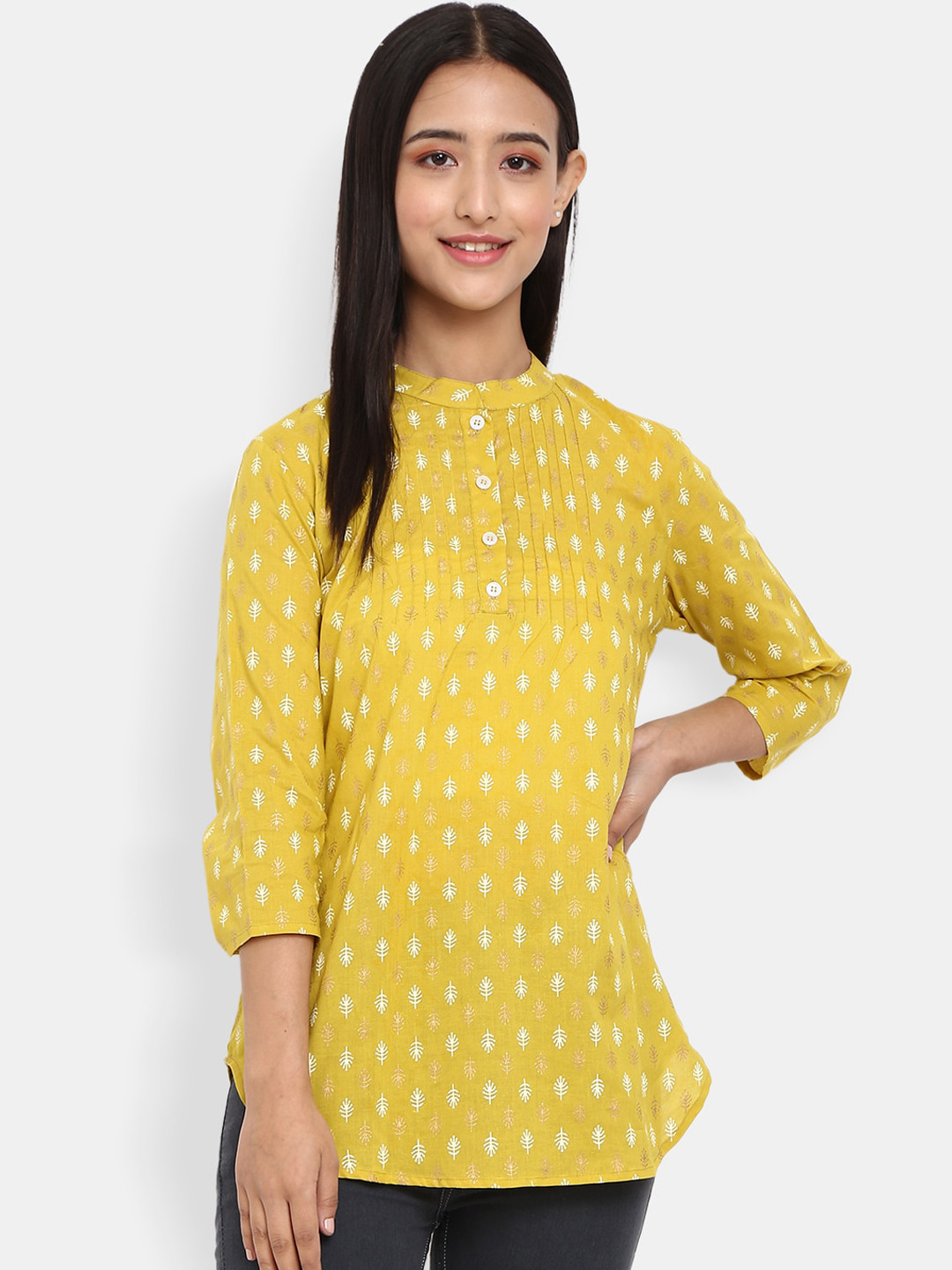 

Desi Mix Women Yellow Ethnic Printed Kurta